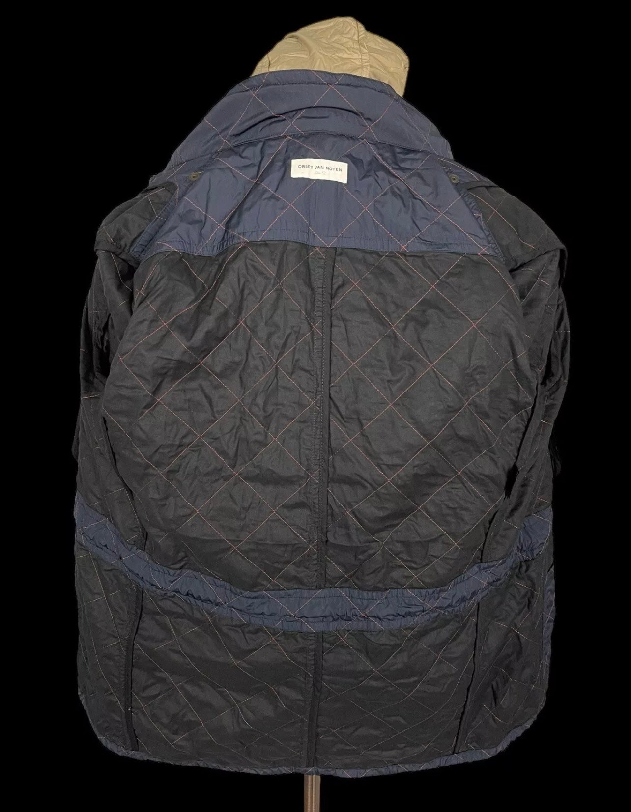 Men’s Dries Van Noten Quilted Jacket 52 UK42 Navy Riri VTG