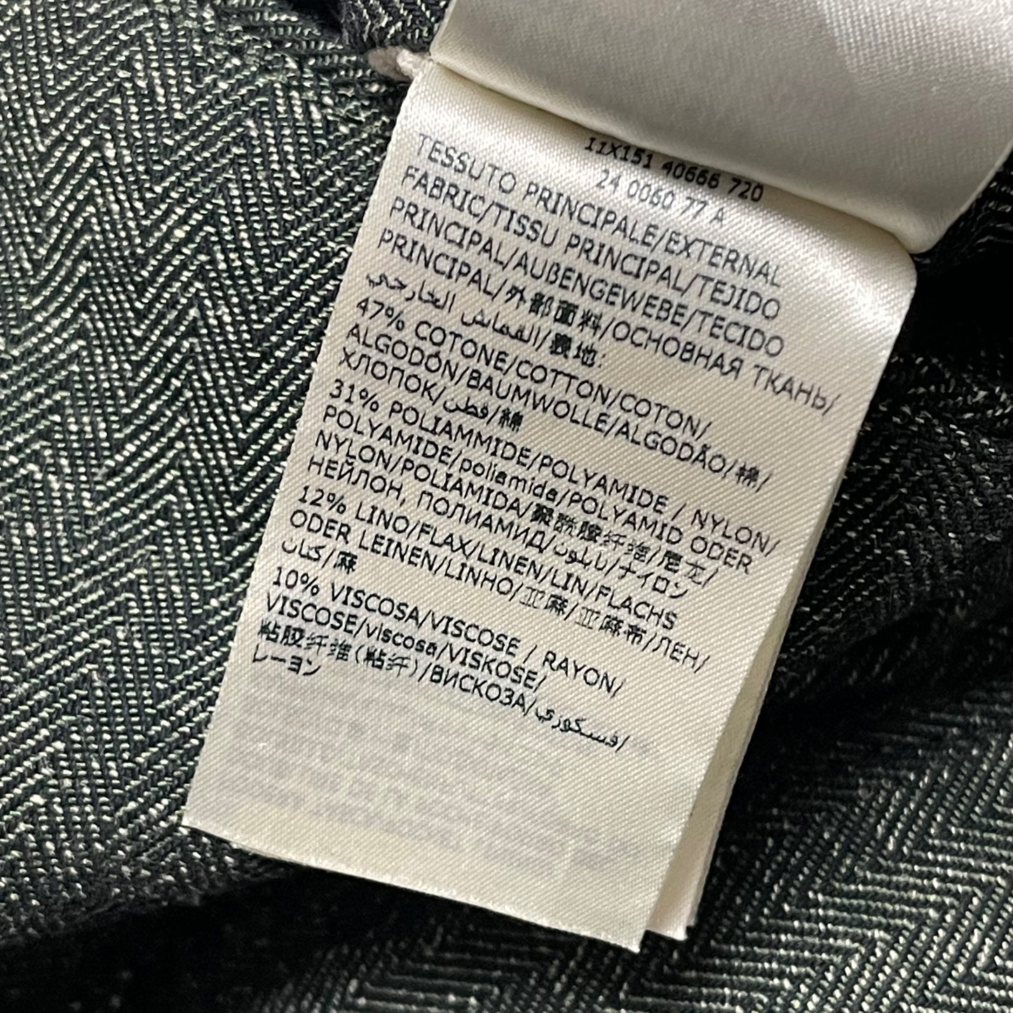 Incotex Slacks Herringbone Cotton Linen Dark Green 36”