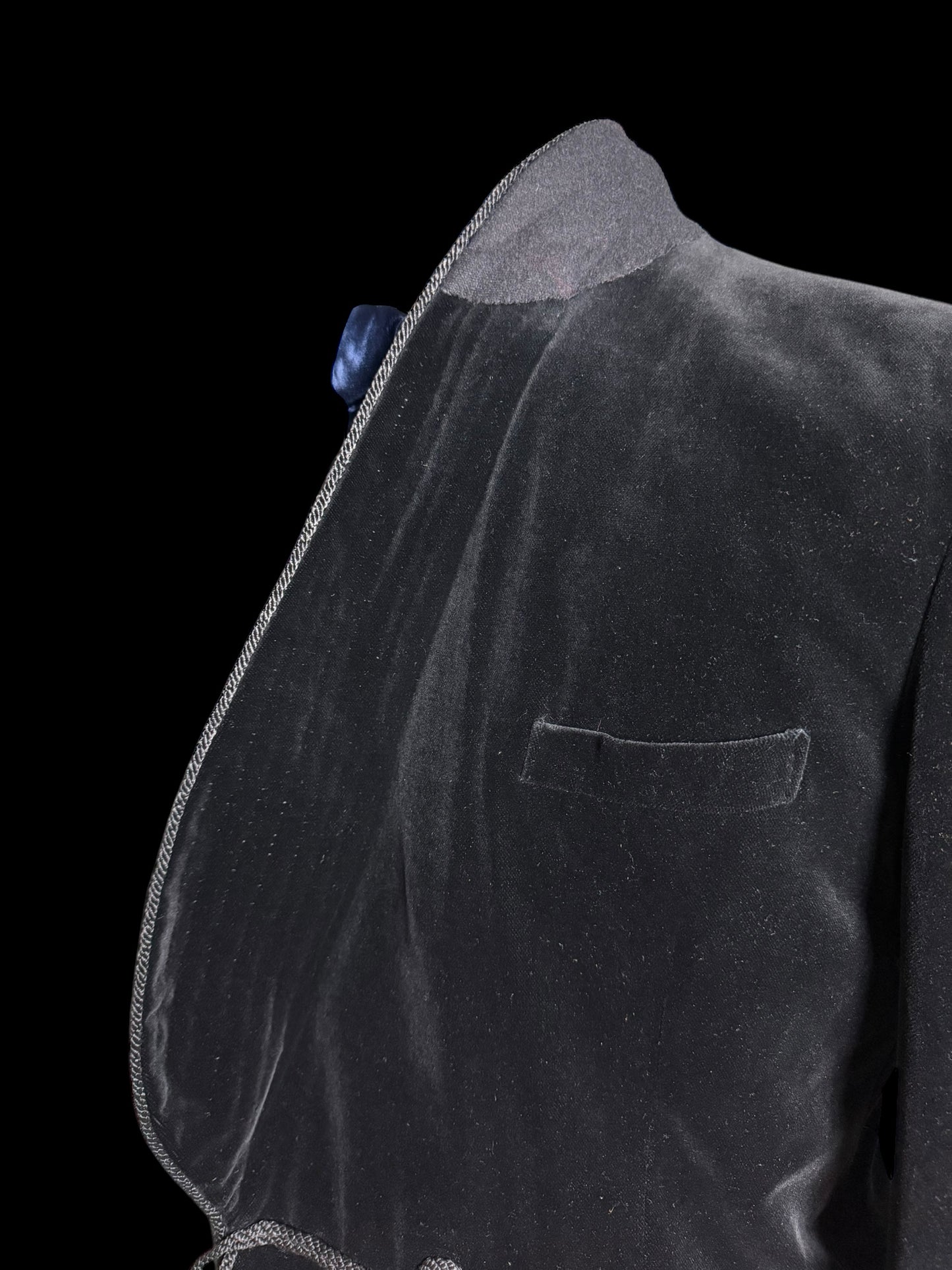 Bespoke Turnbull & Asser Double Breasted Velvet Smoking Jacket 44L Black