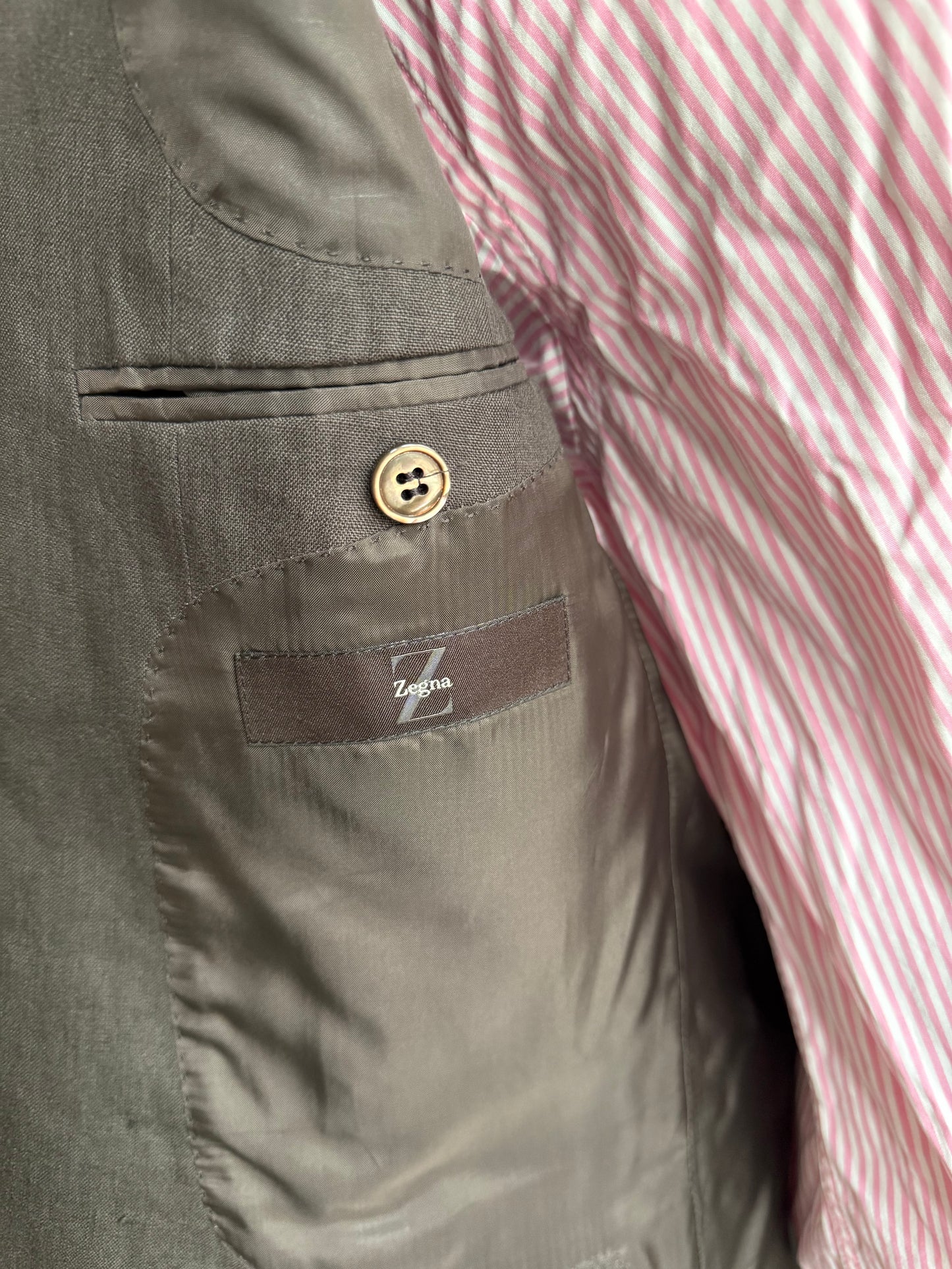 Ermenegildo Zegna Brown Linen Suit 50R / W32” Summer Wedding Z Zegna