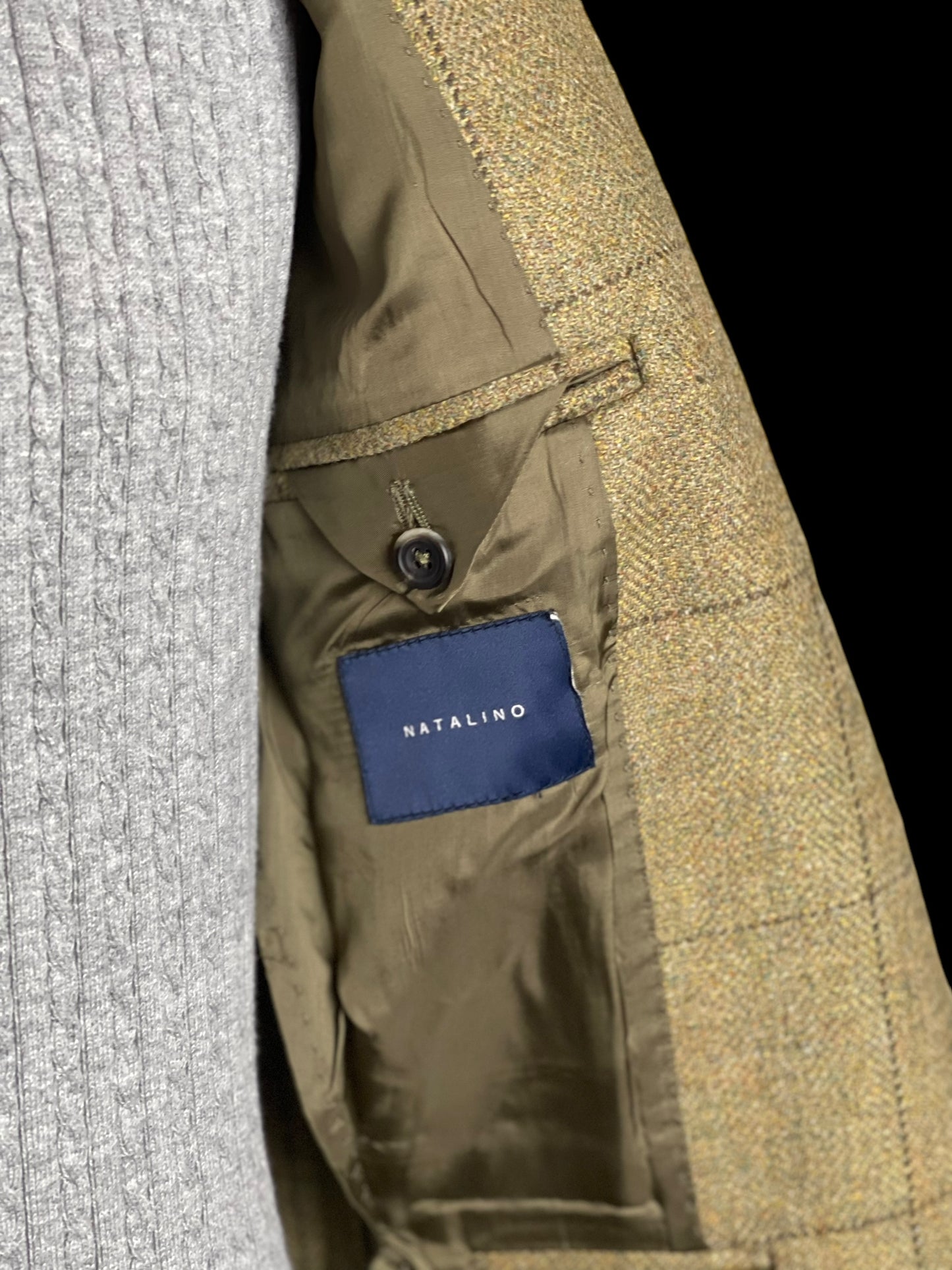 Natalino Tweed Sport Coat Jacket 38S Half Lined Windowpane Check