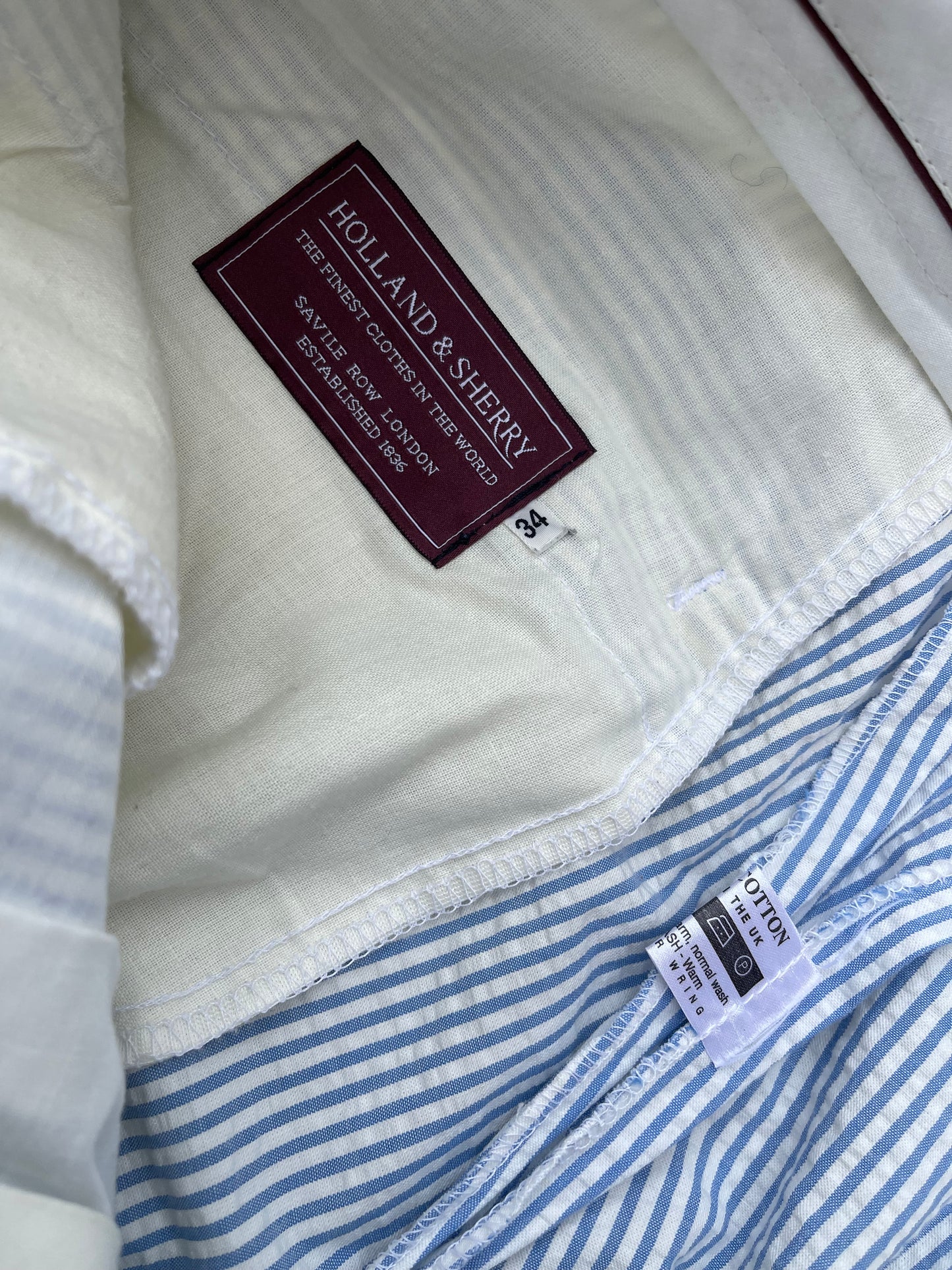 Bespoke Barrington & Ayre Holland & Sherry Seersucker Suit 38S / W34” RRP £1150