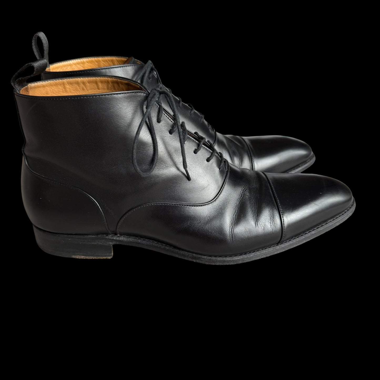 Men’s Herring By Carlos Santos Ankle Boots UK 10 E Cap Toe Black Goodyear Welted