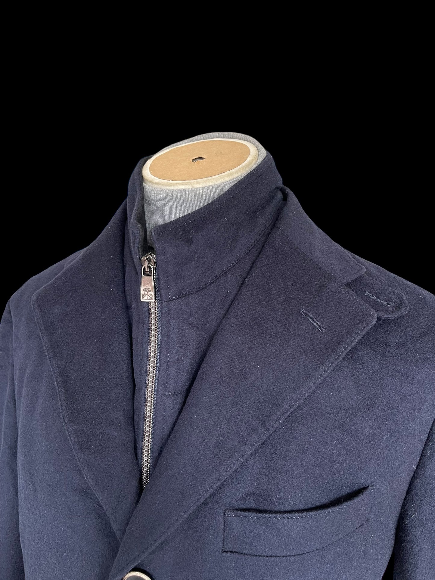Corneliani Overcoat 54R / UK44 Navy Bib Front Extrafine Wool