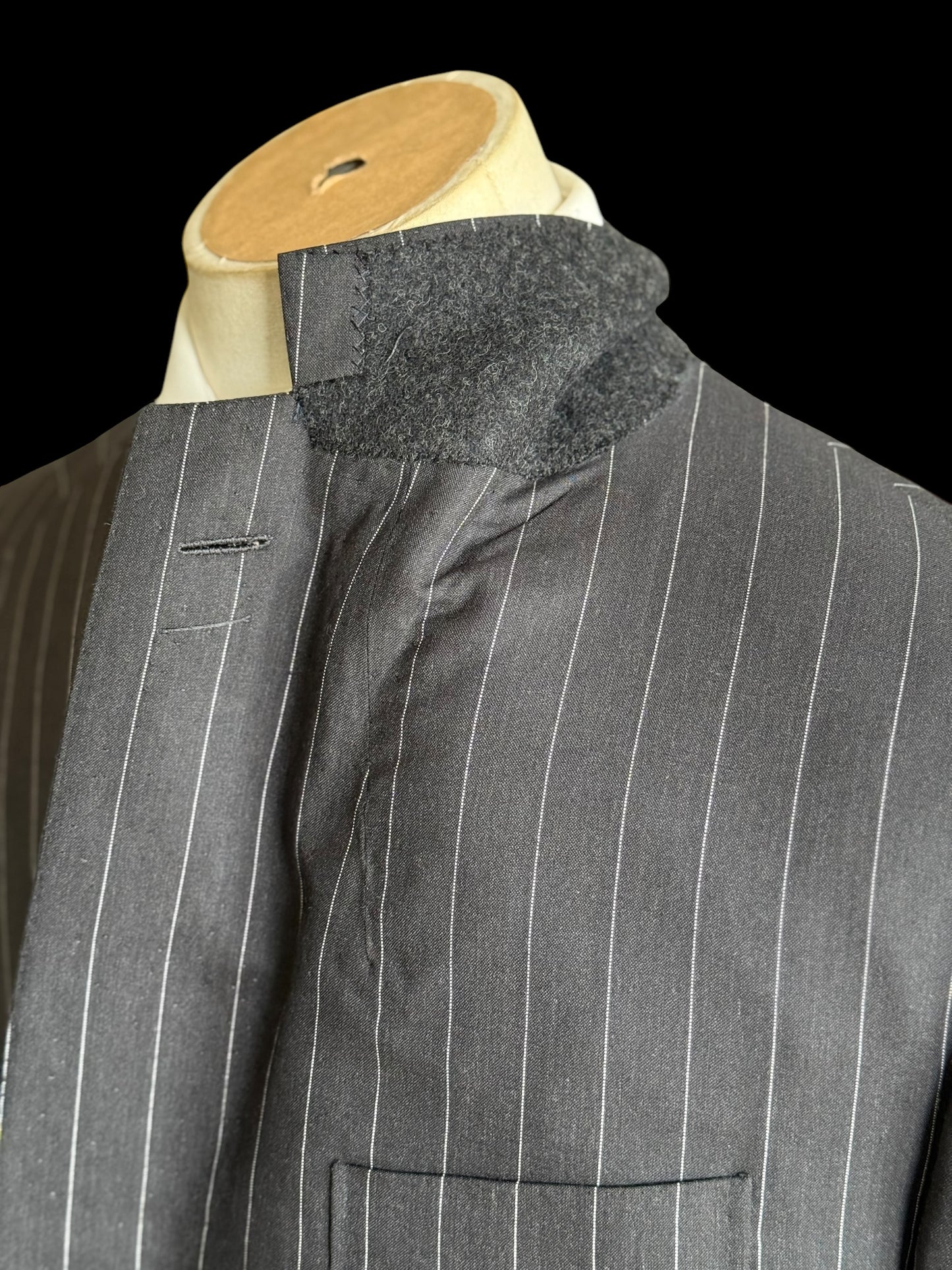 Bespoke John N Kent Grey Pinstripe Blazer 46S Sport Coat Full Canvas Savile Row