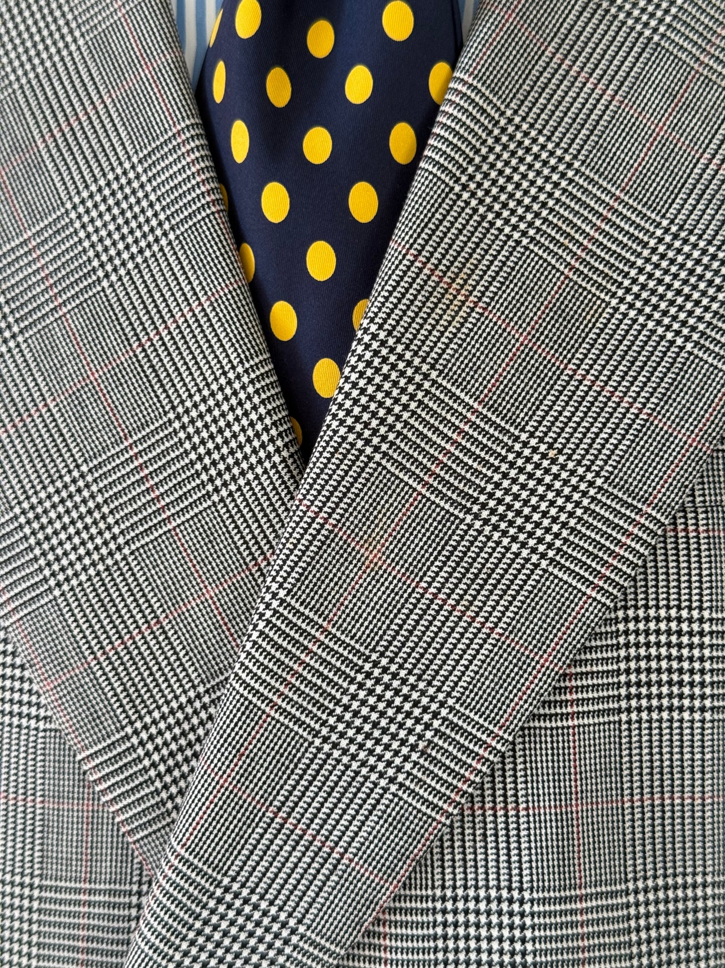 Bespoke Hackett Double Breasted Jacket 42S POW Check Grey