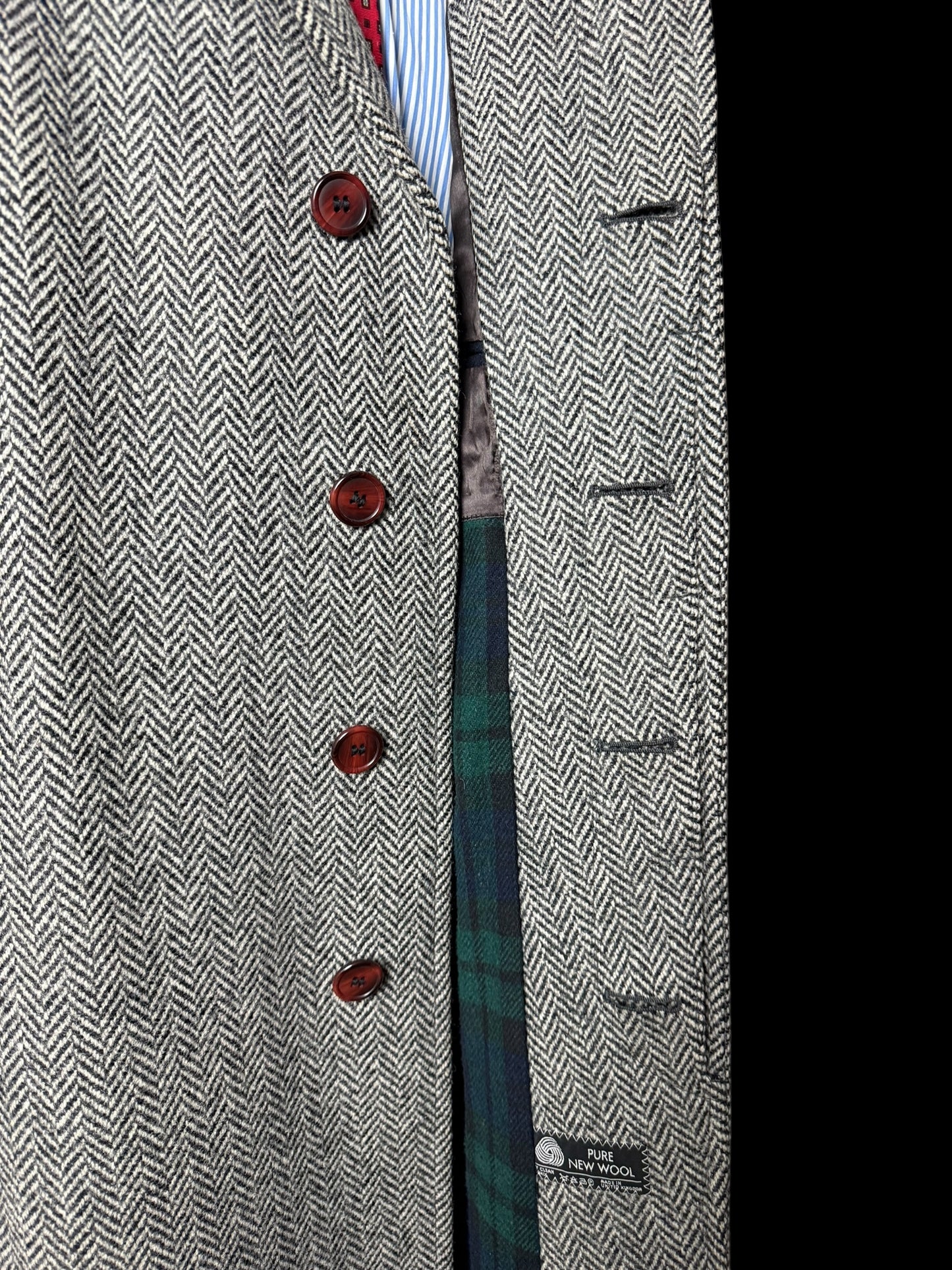 VTG Men’s Herringbone Raglan Overcoat Belted 46R