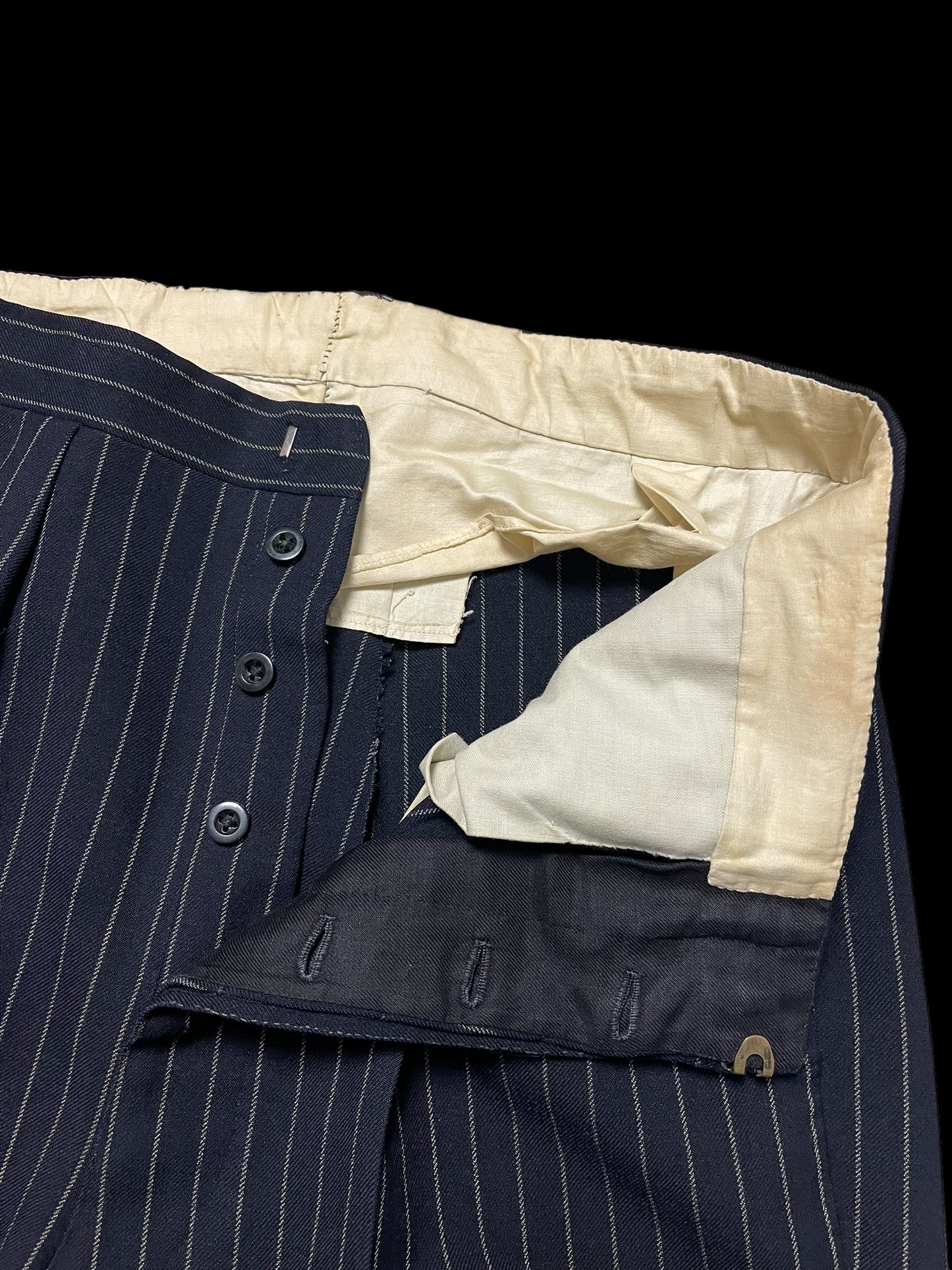 Bespoke Sandon & Co Savile Row 3pc Suit 40R / W34” Navy Chalkstripe 1960’s
