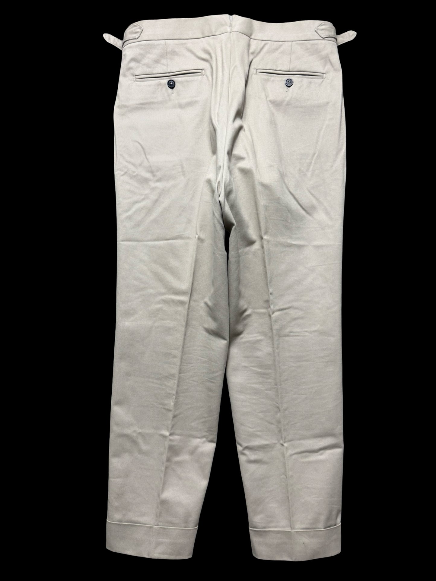 Natalino Beige Cotton Drill Pleat Front Trousers W32S RRP £165