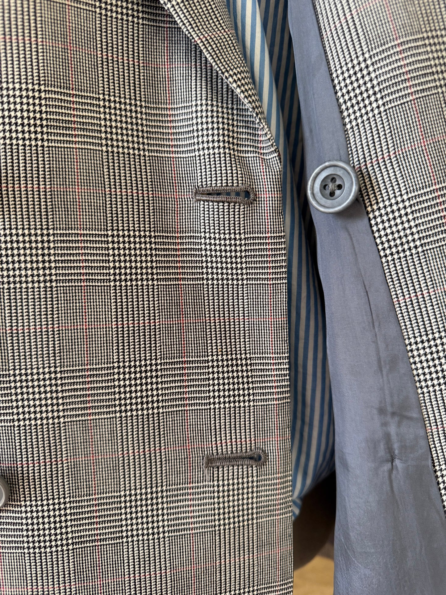 Bespoke Hackett Double Breasted Jacket 42S POW Check Grey