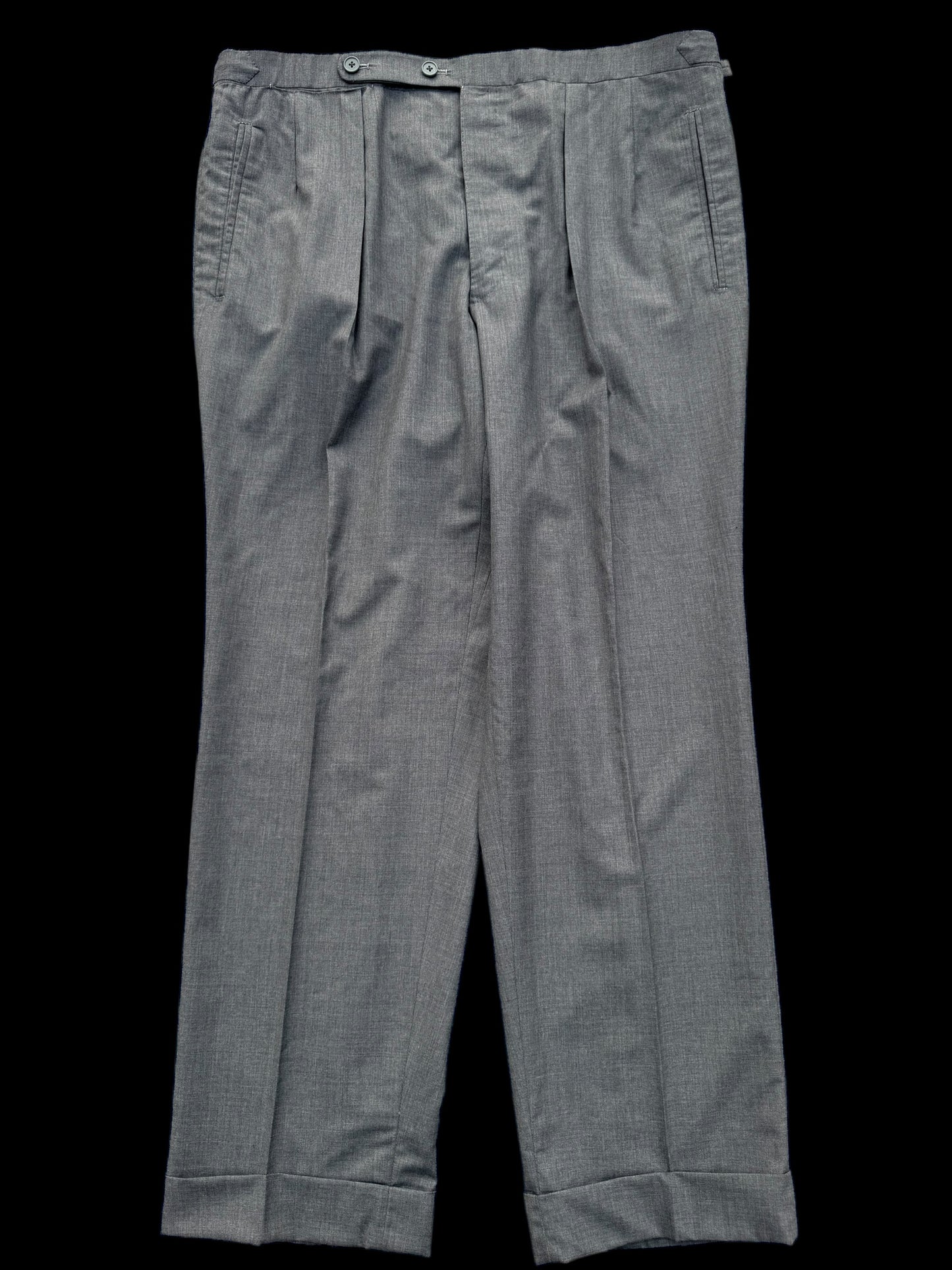 Bespoke Kent & Haste Savile Row Grey Suit Trousers W36-38” Superfine Wool