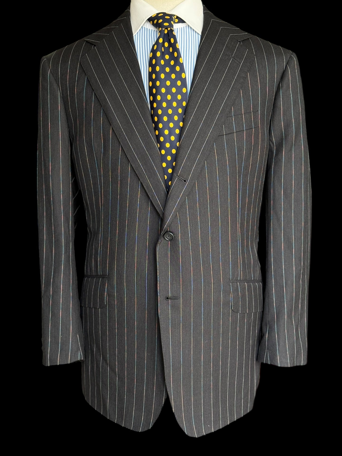 Bespoke John N Kent Grey Pinstripe Blazer 46S Sport Coat Full Canvas Savile Row