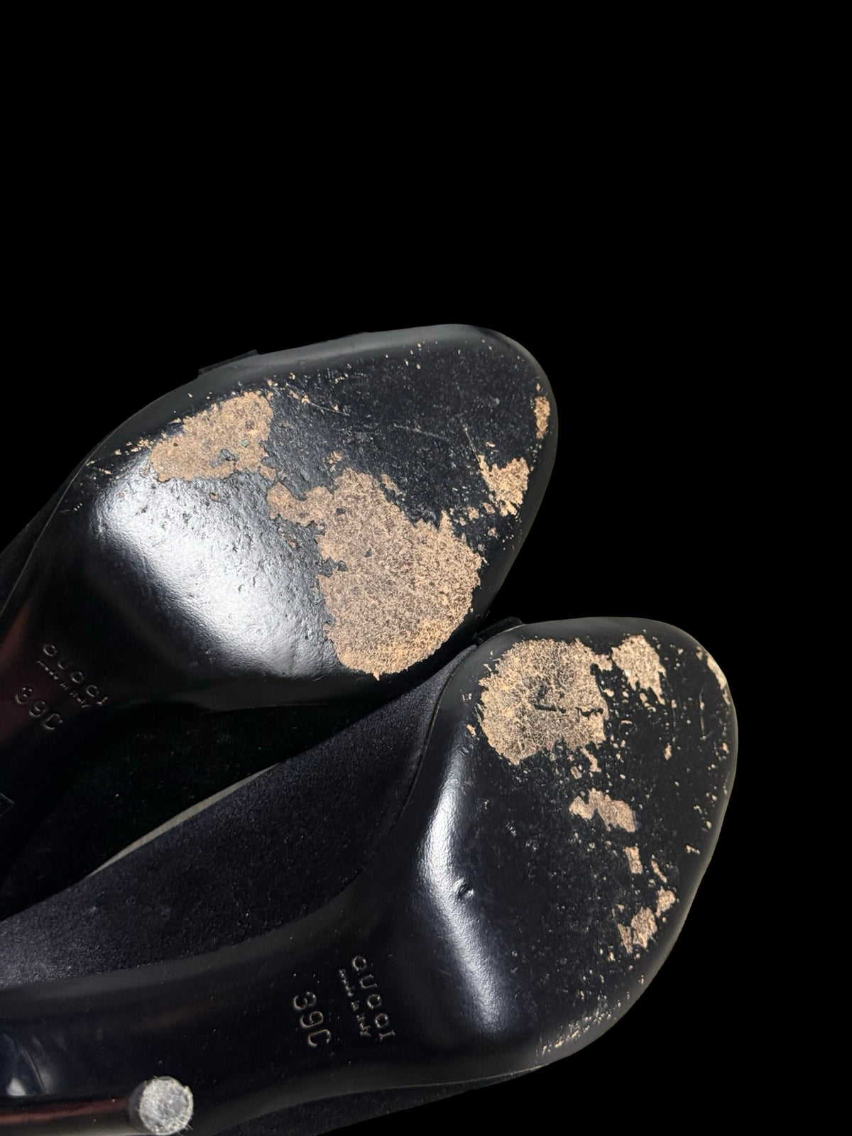 Vintage Gucci Satin Black Embellished Horsebit Peeptoe Hollywood Heels EU39C UK6