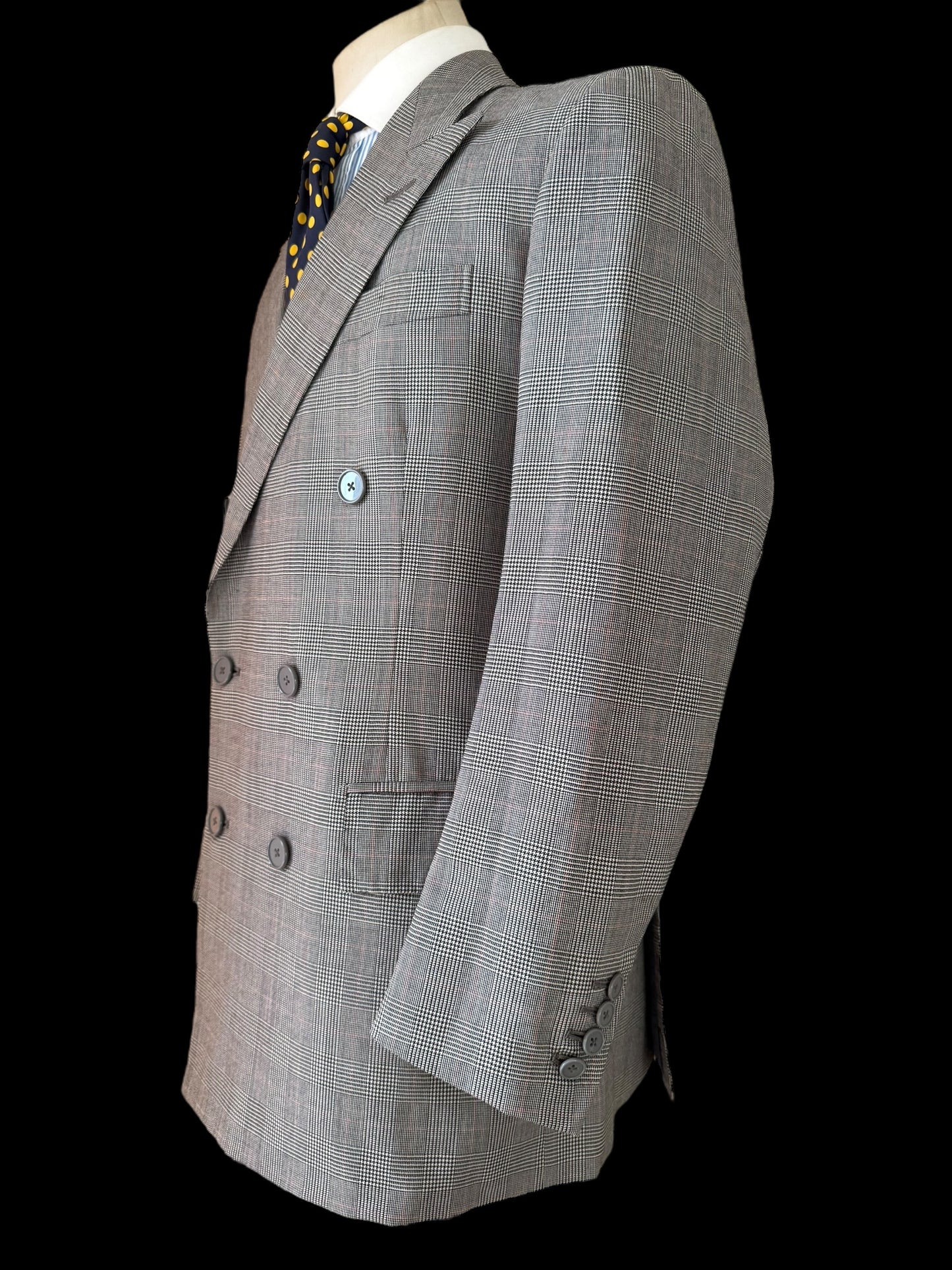 Bespoke Hackett Double Breasted Jacket 42S POW Check Grey