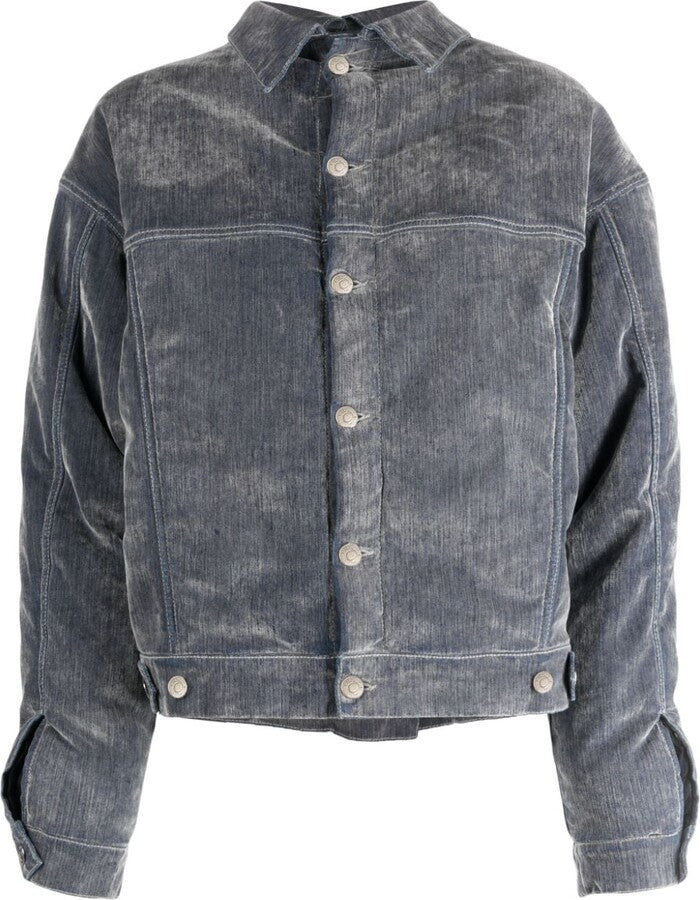 BNWT Women’s MSGM Padded Denim Jacket Faded Effect RRP £745 Grey