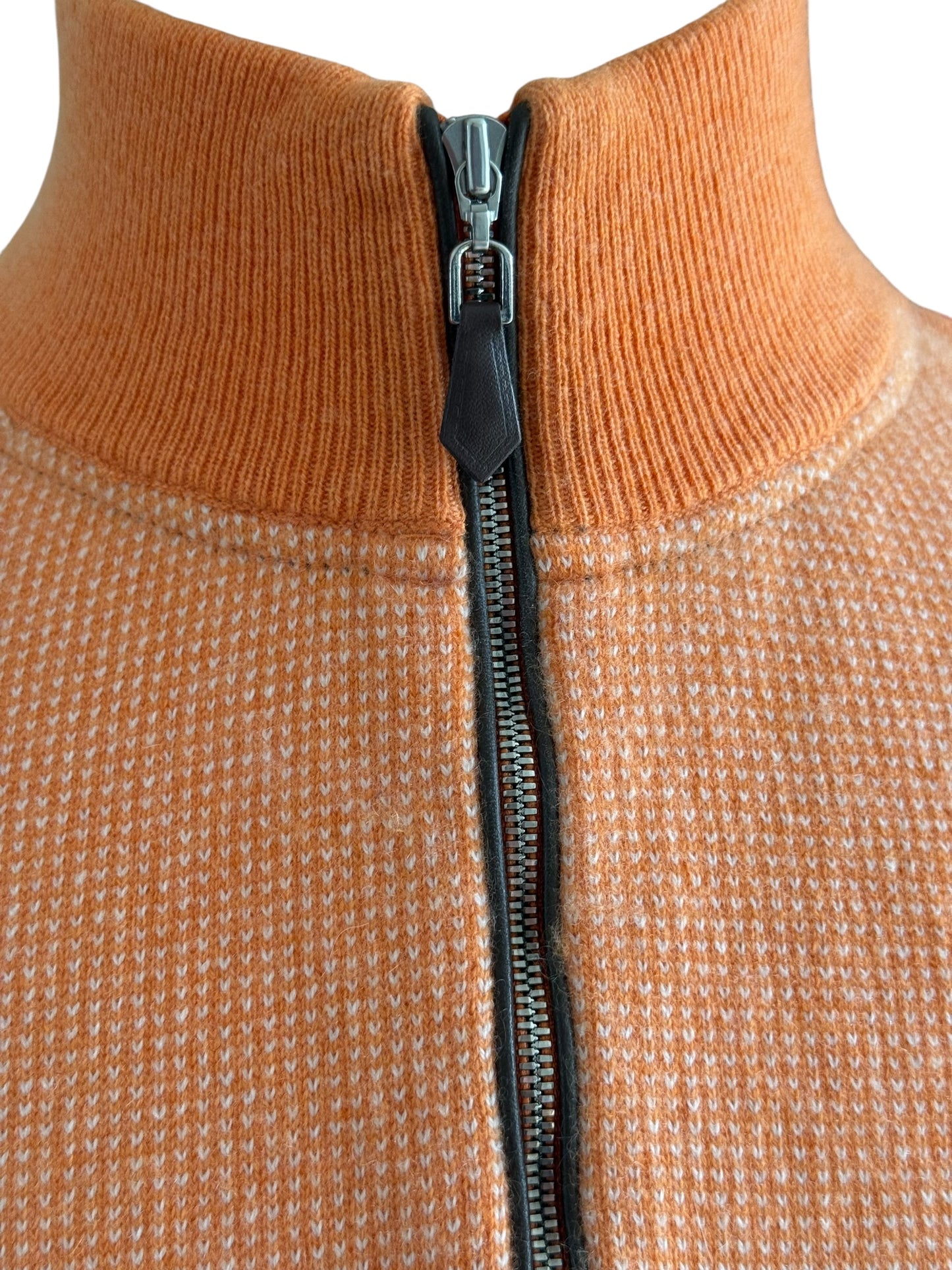 Men’s N. Peal Carnaby 1/4 Zip Cashmere Jumper Orange Size Large SS23 RRP £375