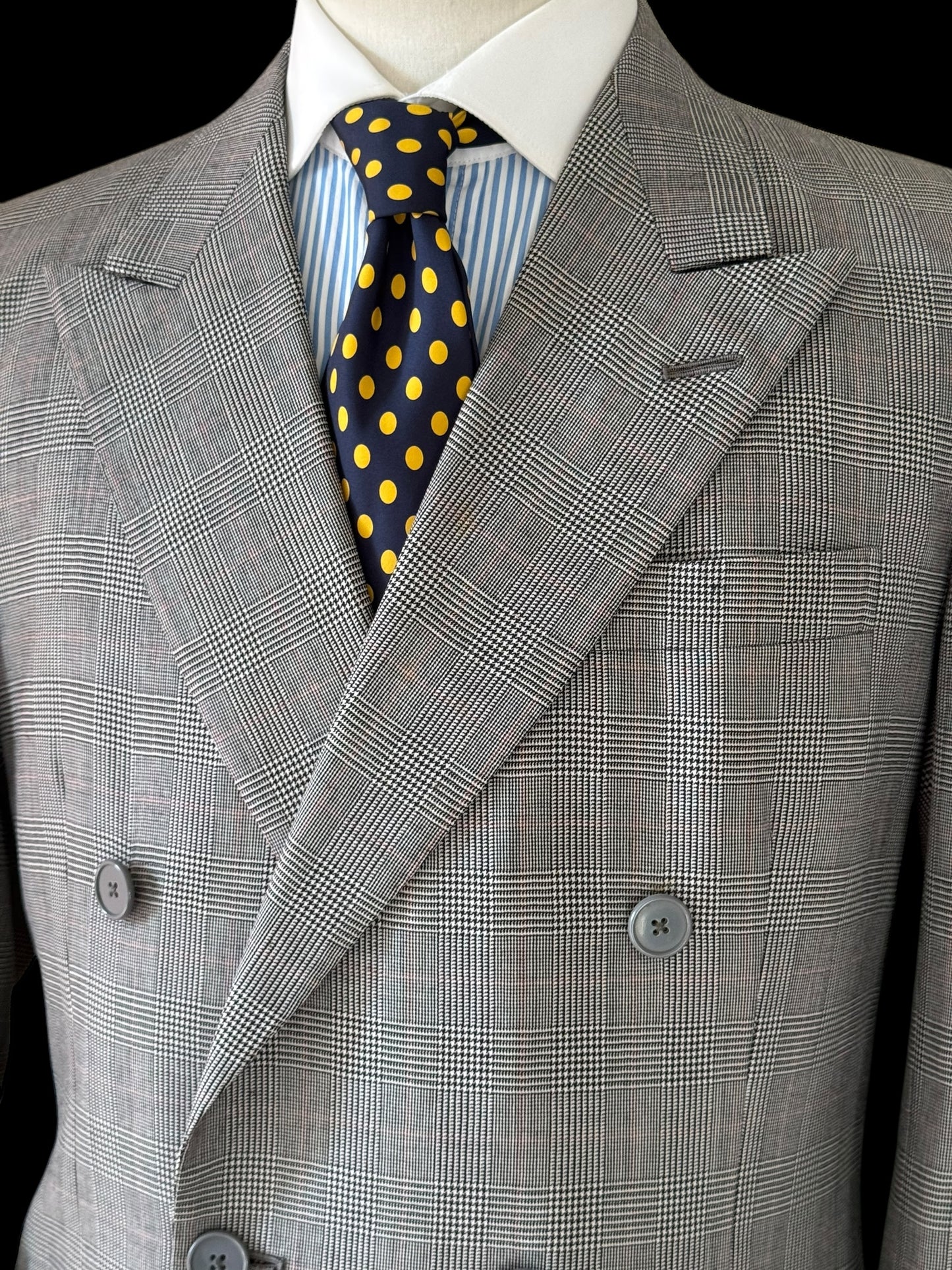 Bespoke Hackett Double Breasted Jacket 42S POW Check Grey