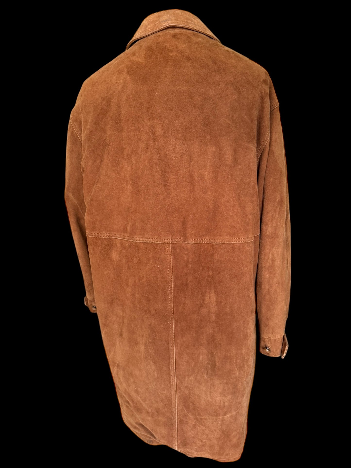 Men’s SULKA Suede Leather Long Coat 52 UK42 Tobacco Brown