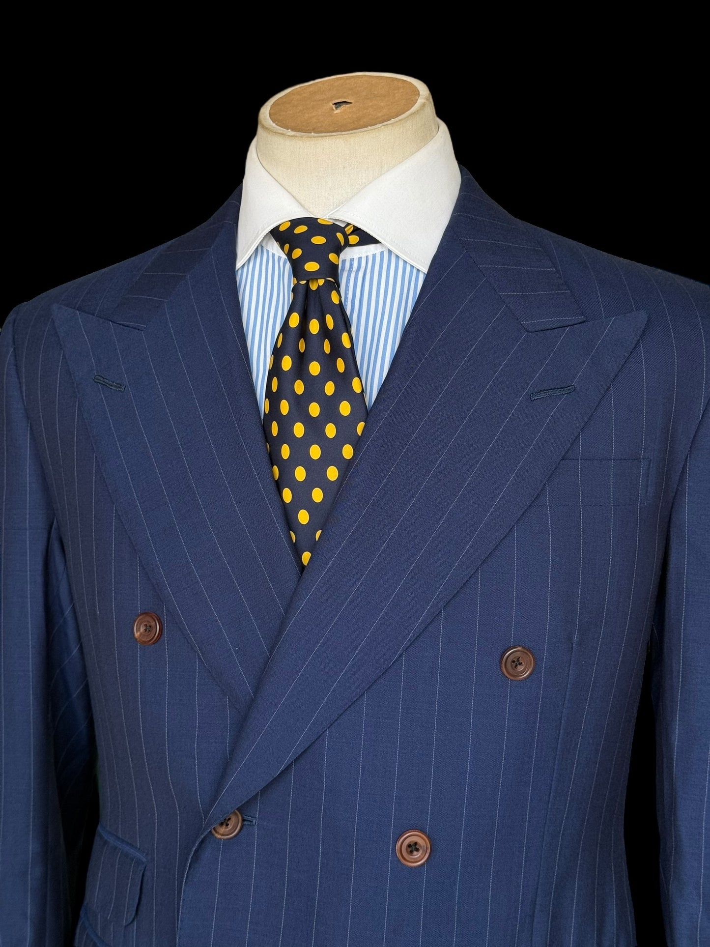 Bespoke Kent & Haste Double Breasted Navy Blazer 40S Pinstripe Savile Row