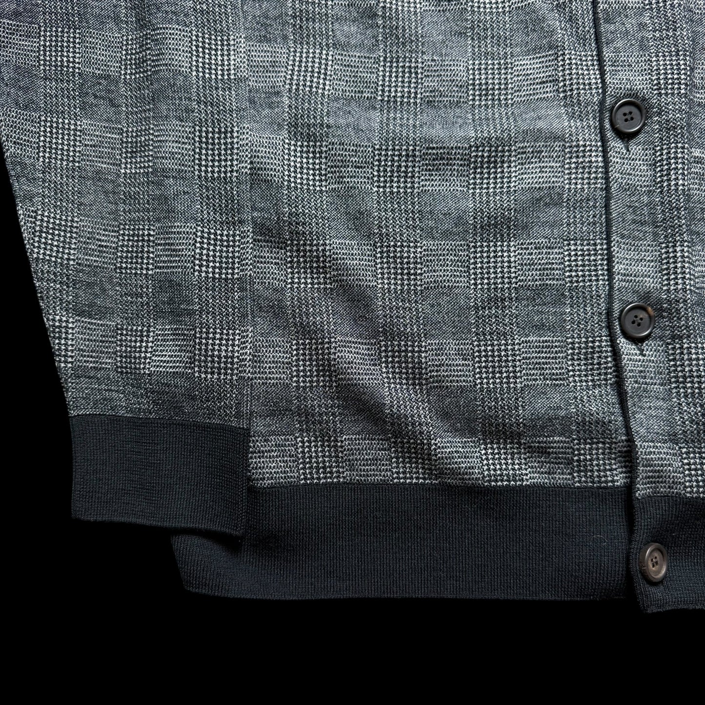 Men’s Brioni Wool & Silk Cardigan Size 60 Grey Pockets Prince Of Wales Check