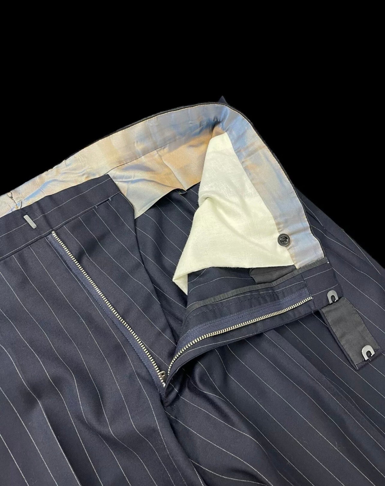 Richard James Savile Row Bespoke Double Breasted Navy Suit 46L /42x31” Pinstripe