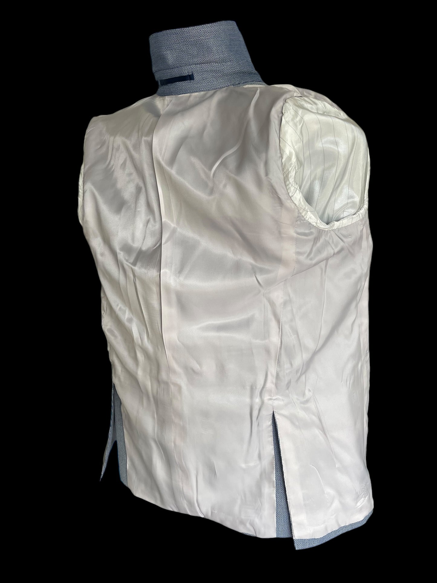 Bespoke Safari Jacket 40R Fully Lined Light Blue Dugdale Non Crease Wool RRP £895