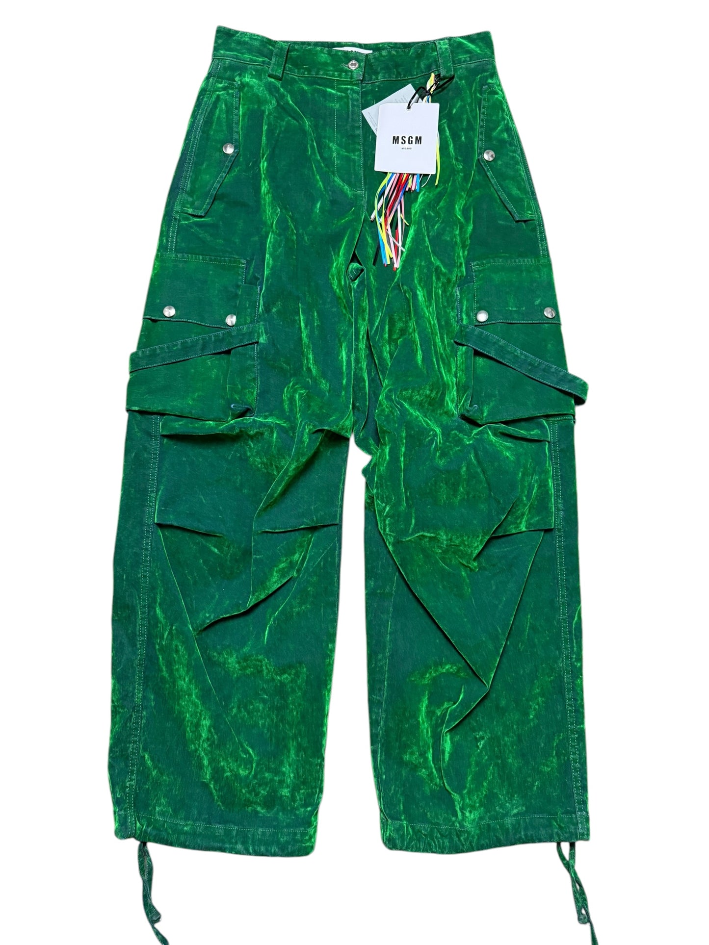 BNWT Women’s MSGM Cargo Utility Trousers IT46 UK14 Green Velvet RRP £625