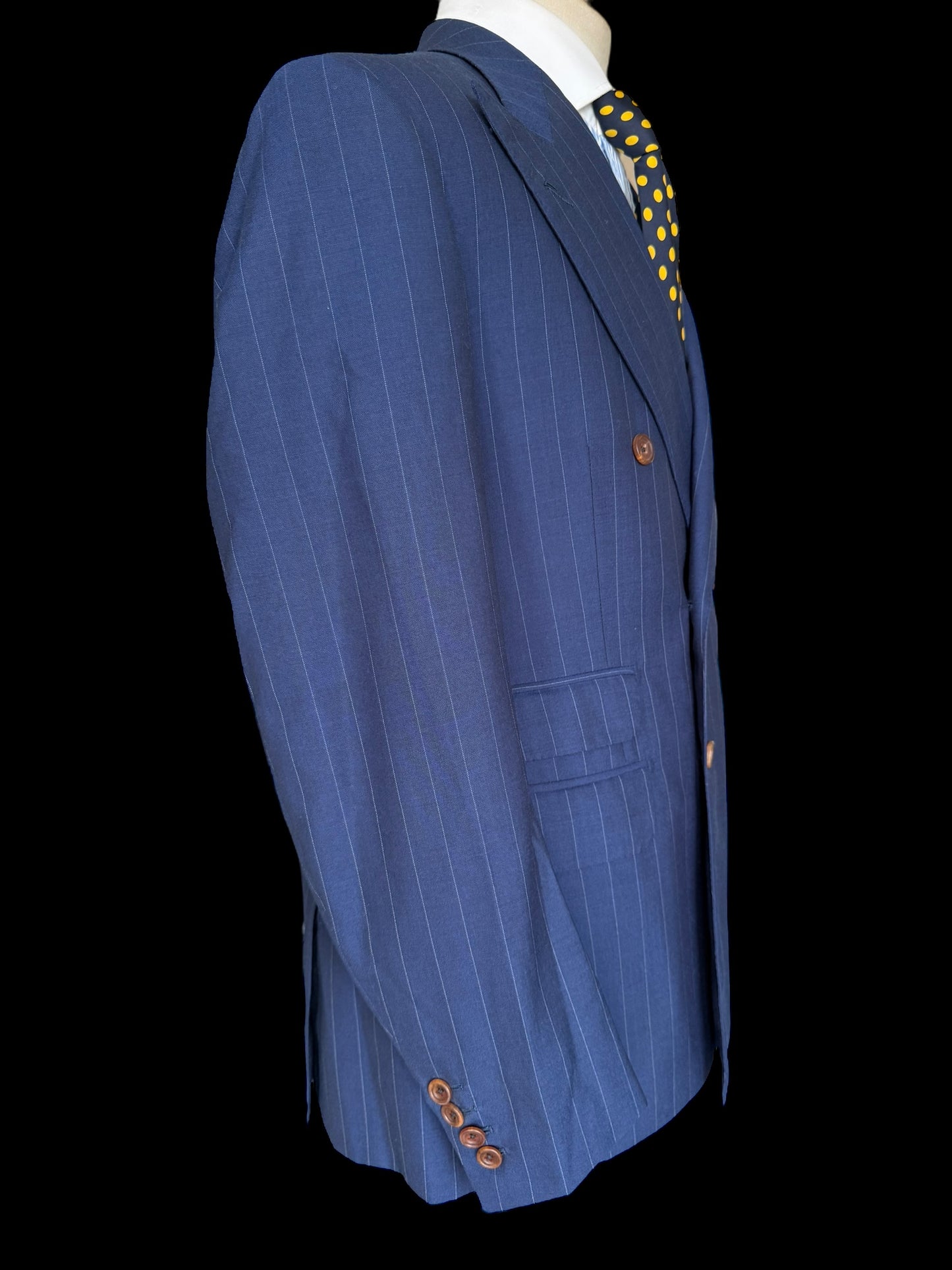 Bespoke Kent & Haste Double Breasted Navy Blazer 40S Pinstripe Savile Row