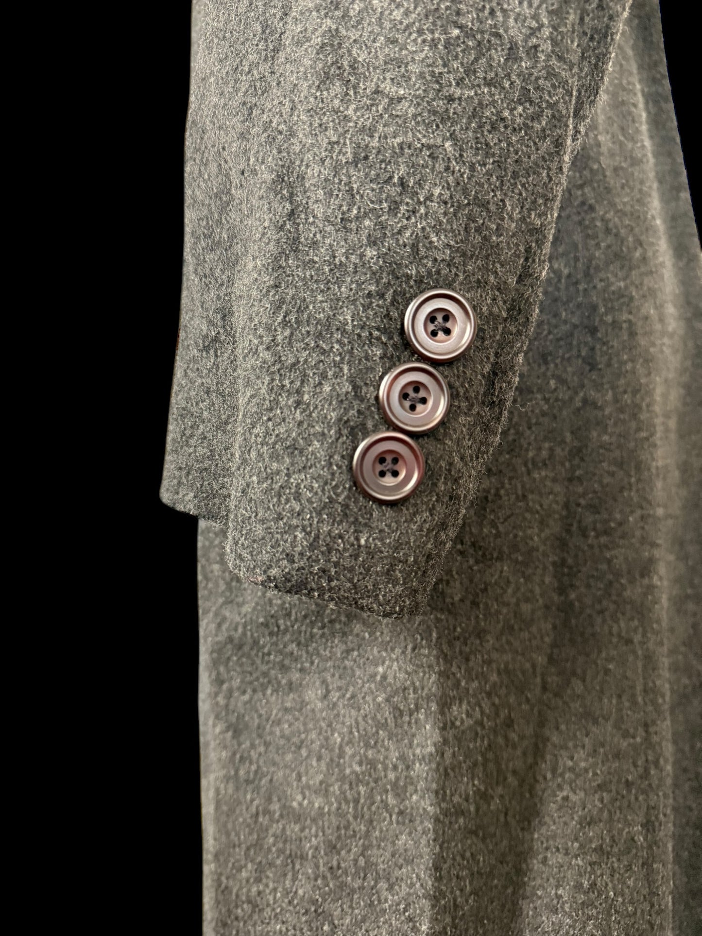 Men’s Bespoke Flannel Overcoat 42” Grey Wool Cashmere Velvet Collar