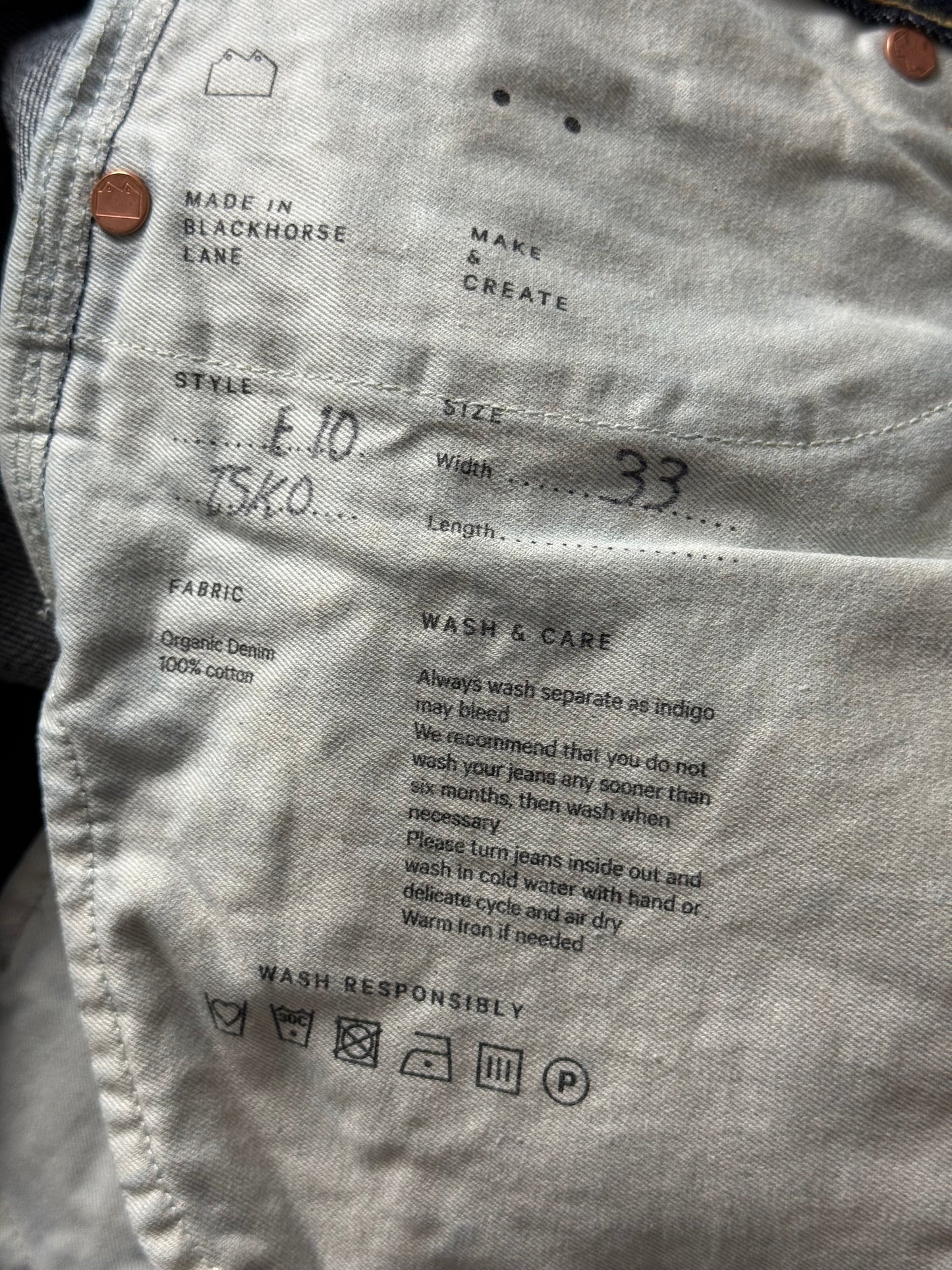 Men’s Blackhorse Lane Ateliers Selvedge Jeans 33x27” E10 Isko