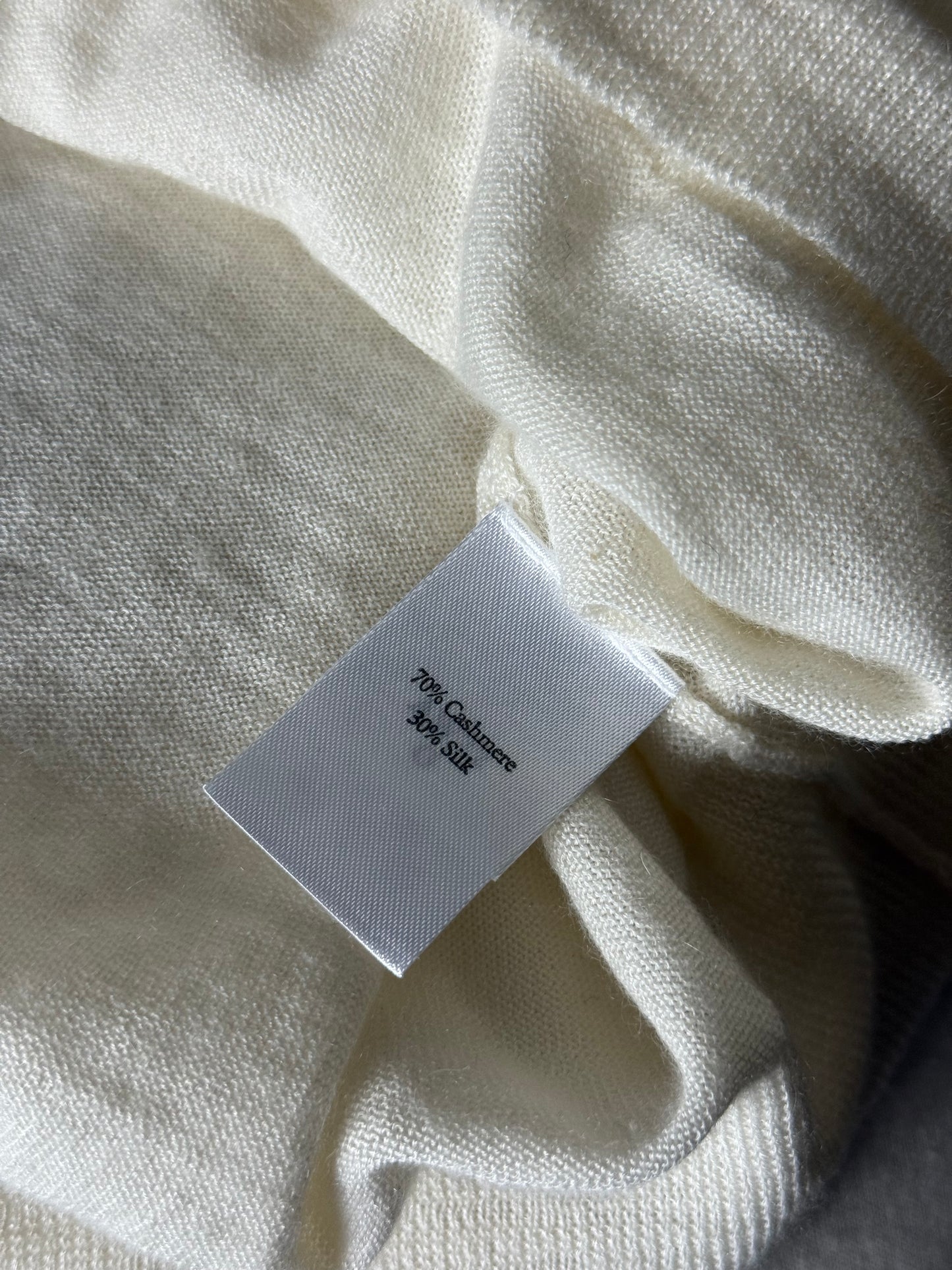 Men’s N.Peal Cashmere Silk Mock Neck Jumper Large Ivory