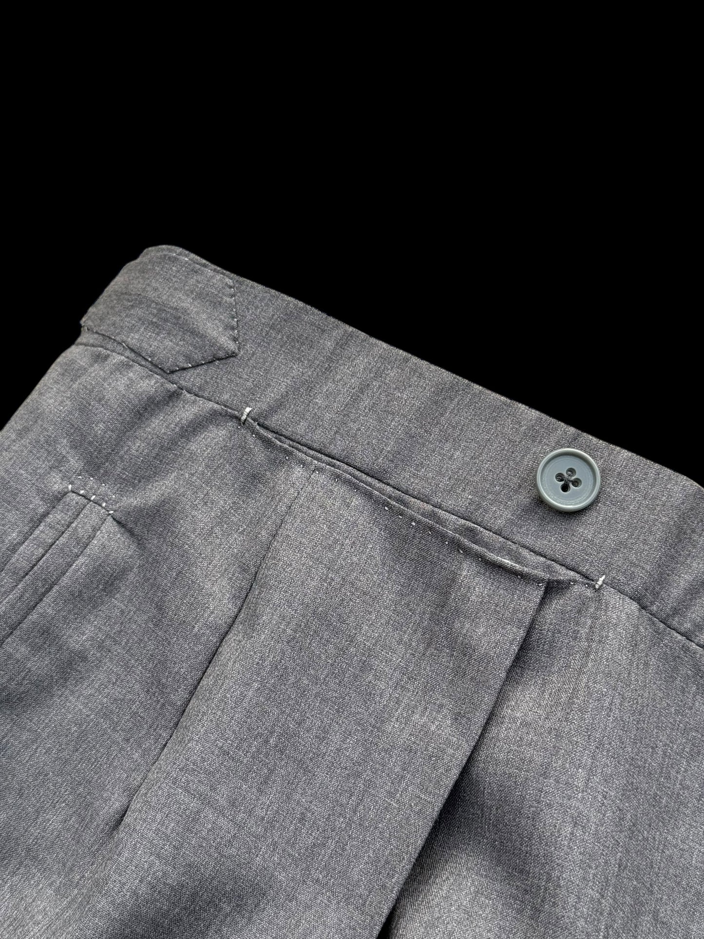 Bespoke Kent & Haste Savile Row Grey Suit Trousers W36-38” Superfine Wool