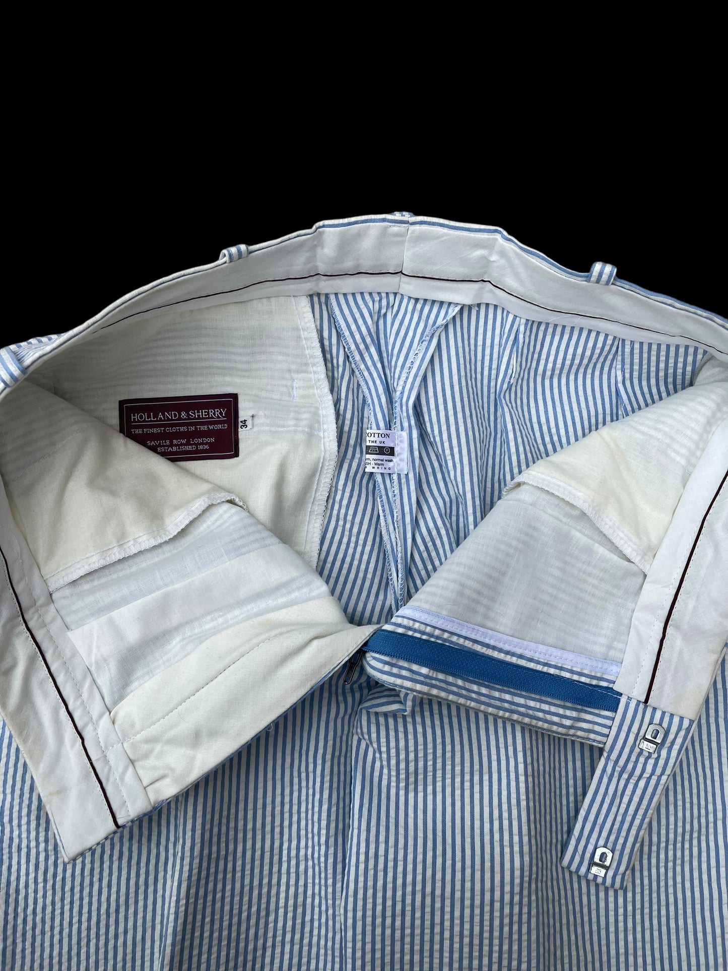 Bespoke Barrington & Ayre Holland & Sherry Seersucker Suit 38S / W34” RRP £1150