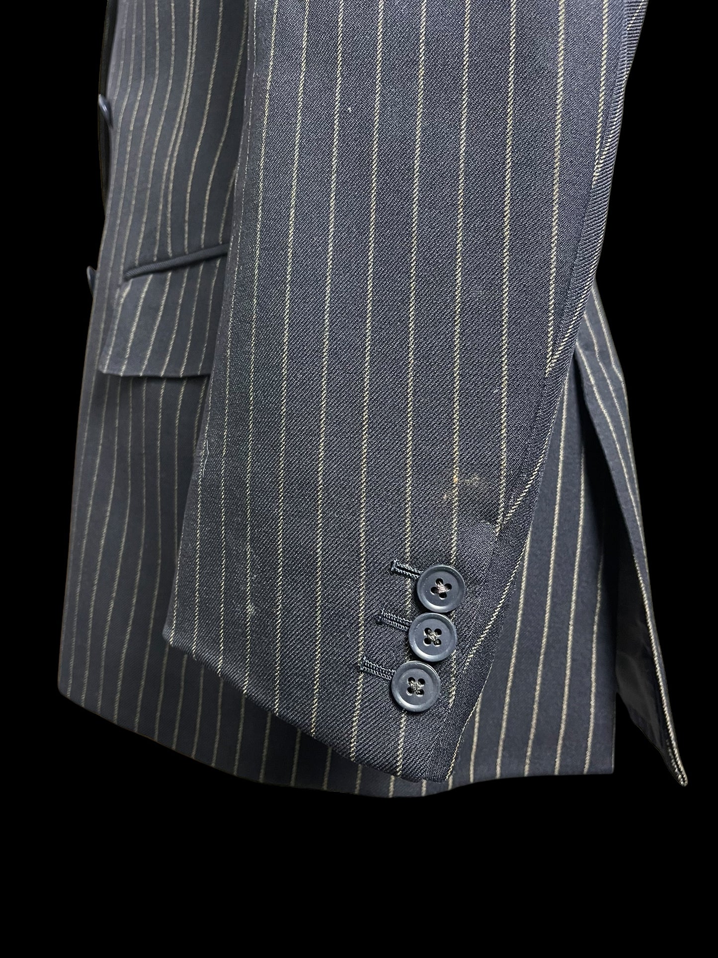 Bespoke Sandon & Co Savile Row 3pc Suit 40R / W34” Navy Chalkstripe 1960’s