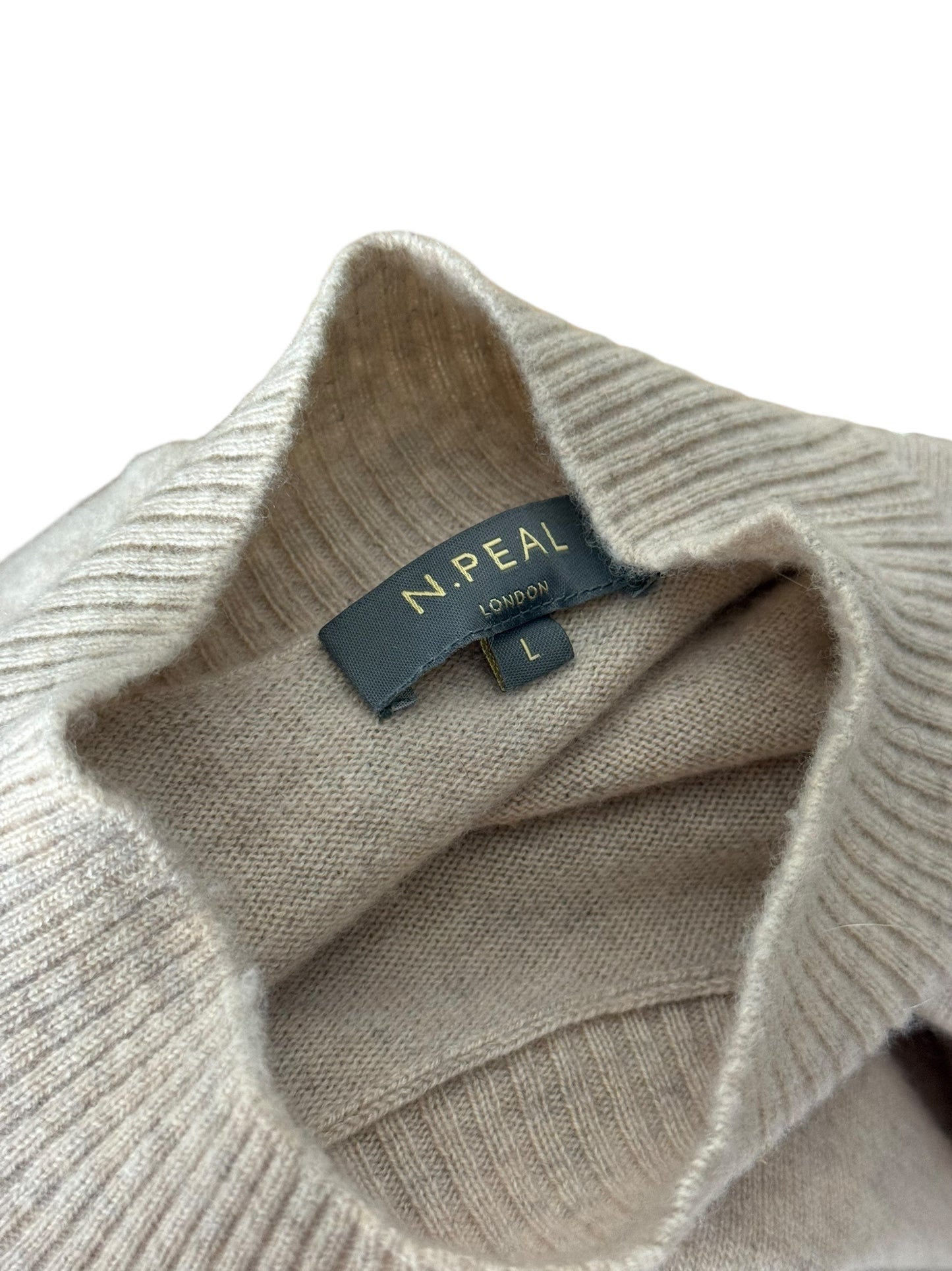 Men’s N.Peal Cashmere Mock Neck Jumper Large Beige