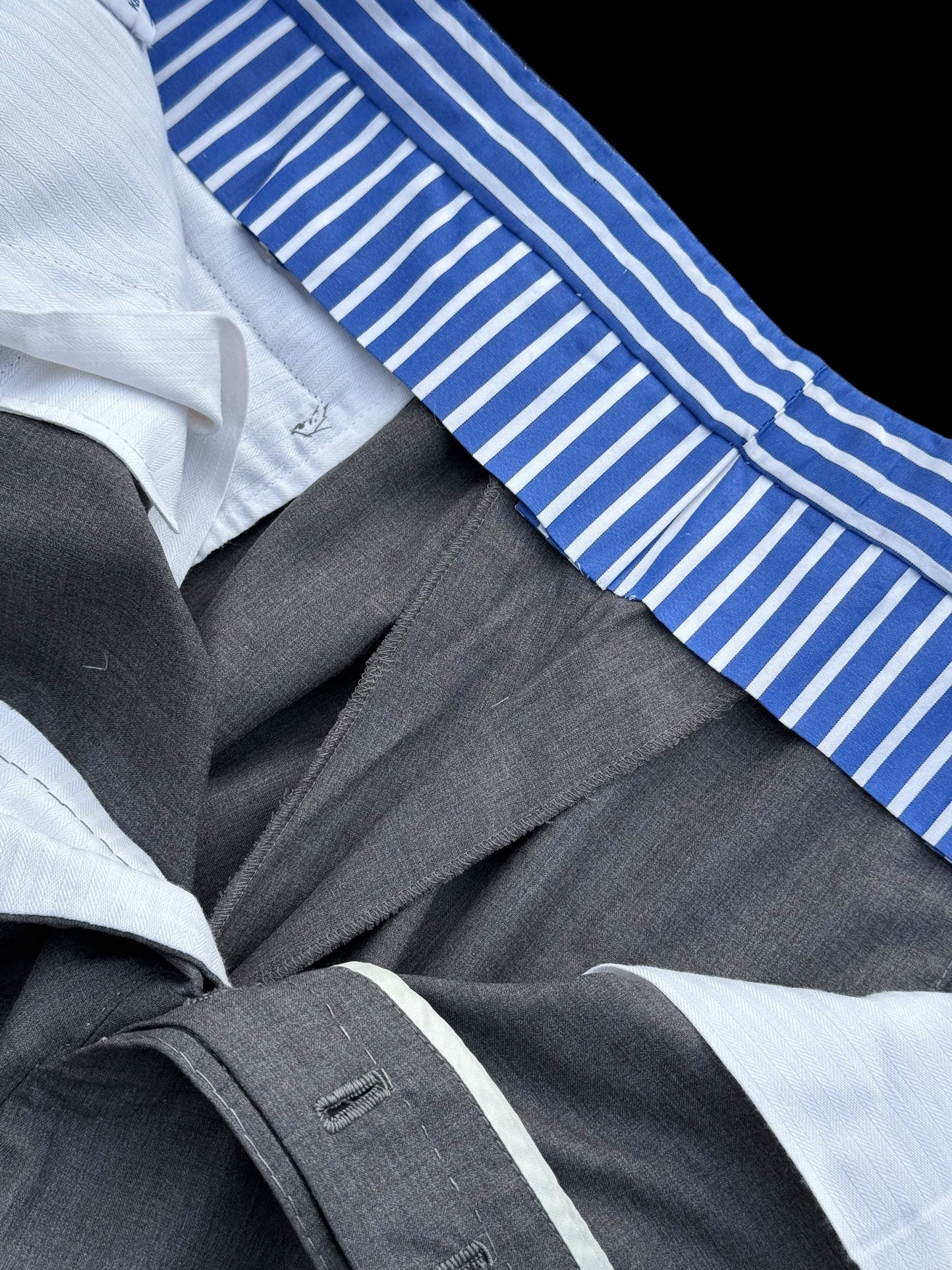 Bespoke Kent & Haste Savile Row Grey Suit Trousers W36-38” Superfine Wool