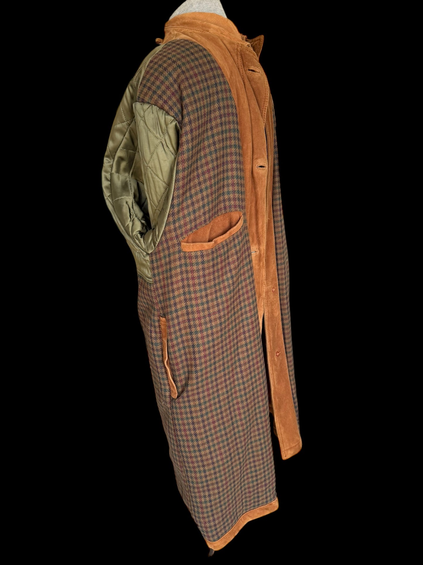 Men’s SULKA Suede Leather Long Coat 52 UK42 Tobacco Brown