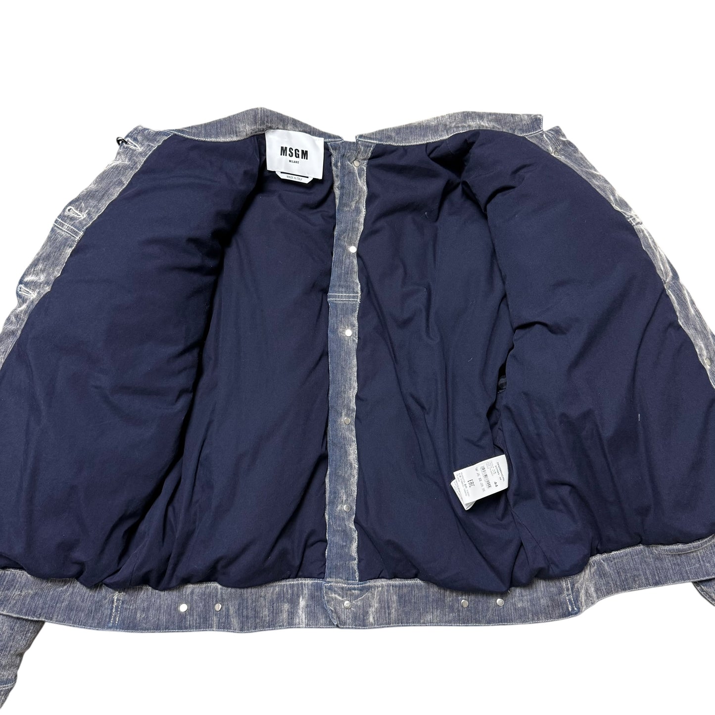 BNWT Women’s MSGM Padded Denim Jacket Faded Effect RRP £745 Grey