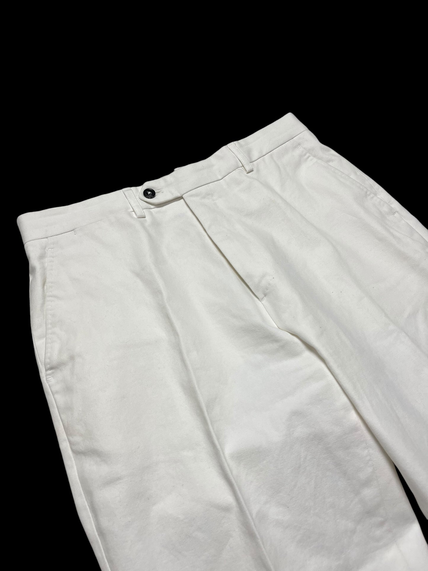 Natalino White Cotton Twill Flat Front Trousers 32” Unhemmed