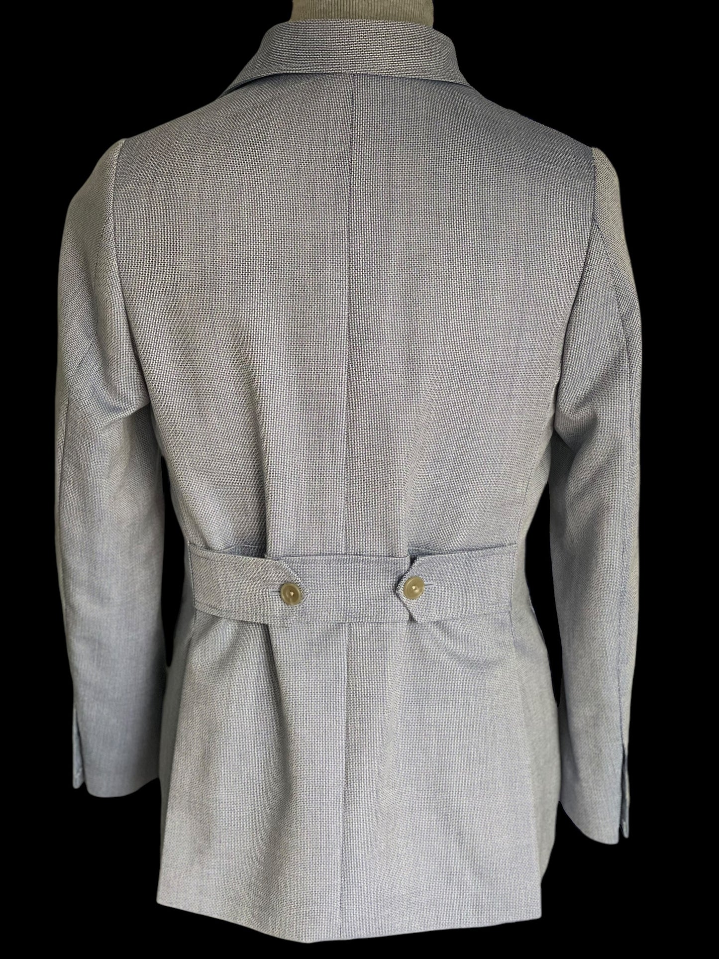 Bespoke Safari Jacket 40R Fully Lined Light Blue Dugdale Non Crease Wool RRP £895