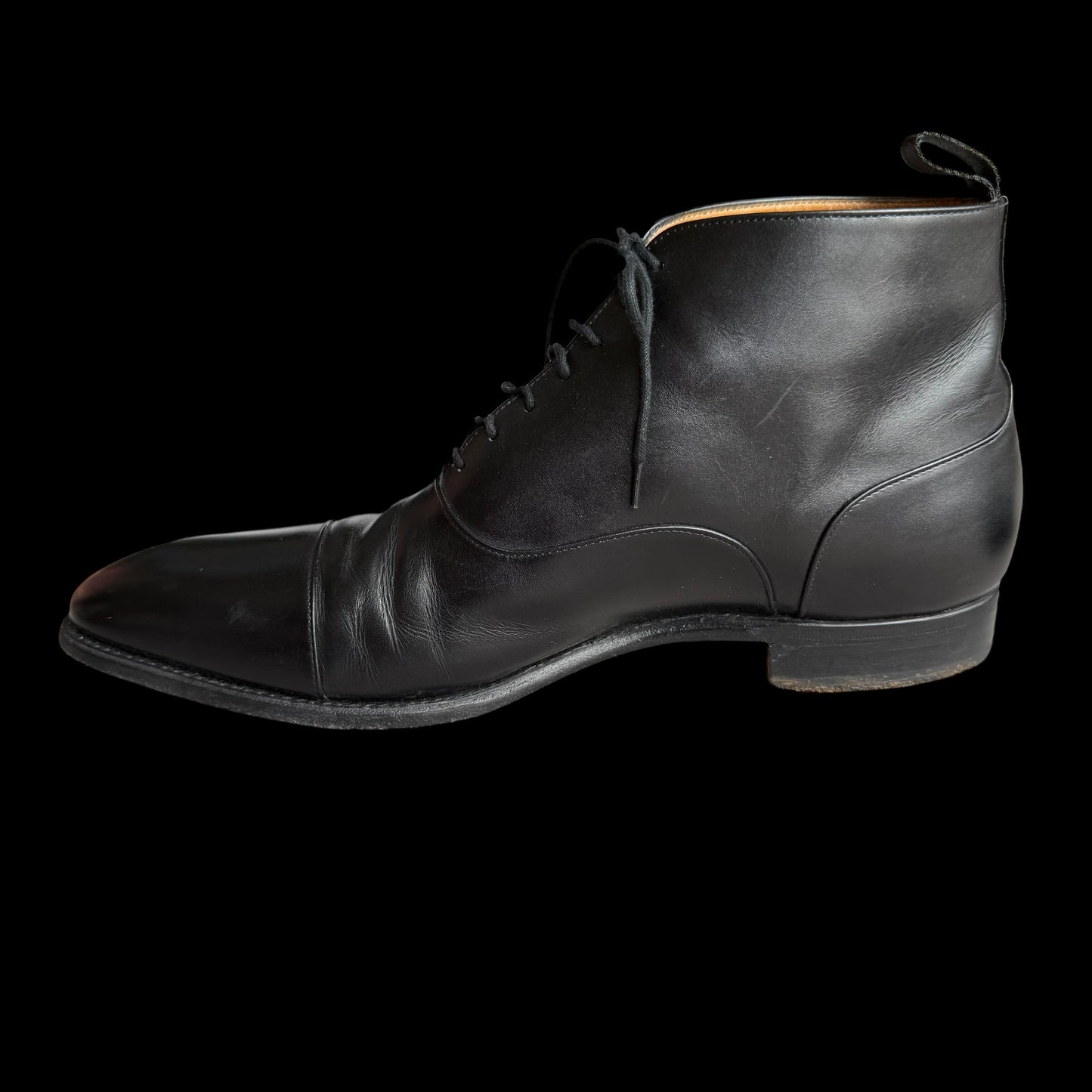 Men’s Herring By Carlos Santos Ankle Boots UK 10 E Cap Toe Black Goodyear Welted
