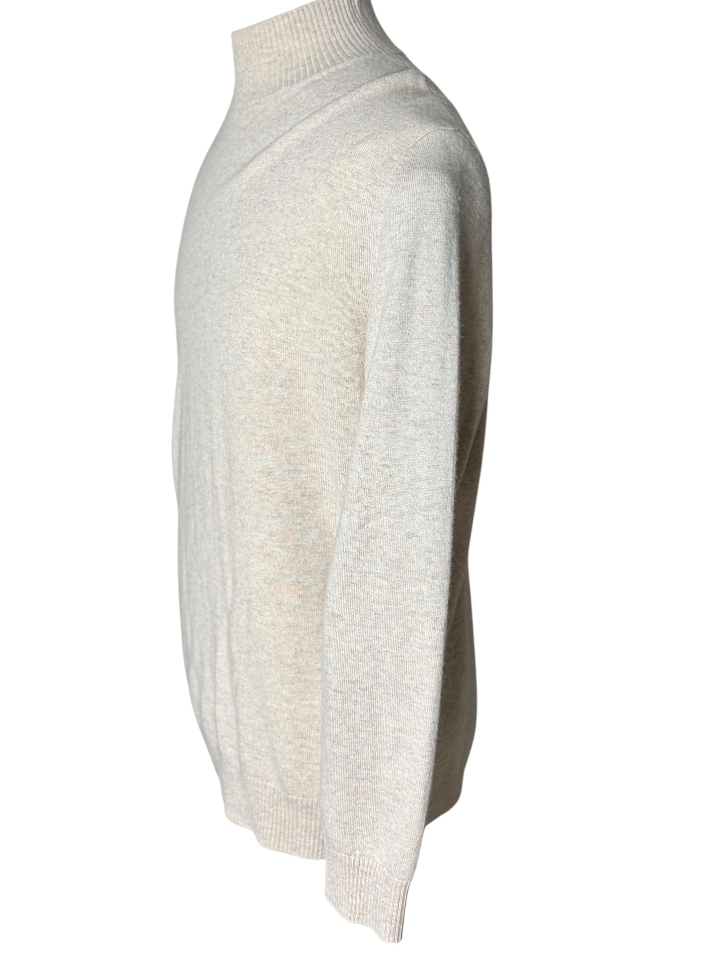 Men’s N.Peal Cashmere Mock Neck Jumper Large Beige