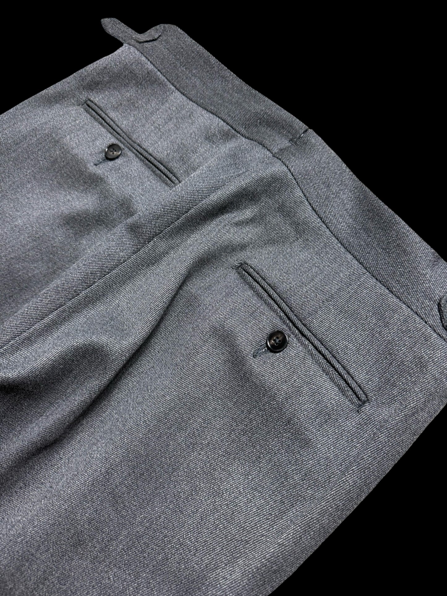 Men’s Natalino Grey Cavalry Wool Twill Pleat Front Trousers W32S RRP £205