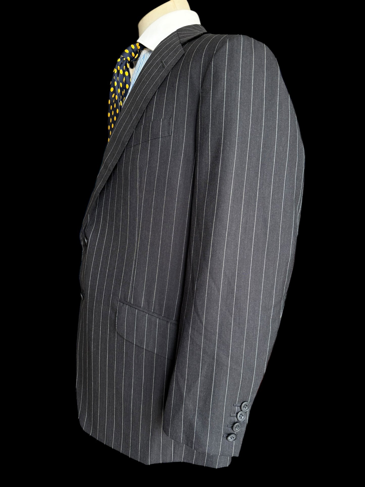 Bespoke John N Kent Grey Pinstripe Blazer 46S Sport Coat Full Canvas Savile Row