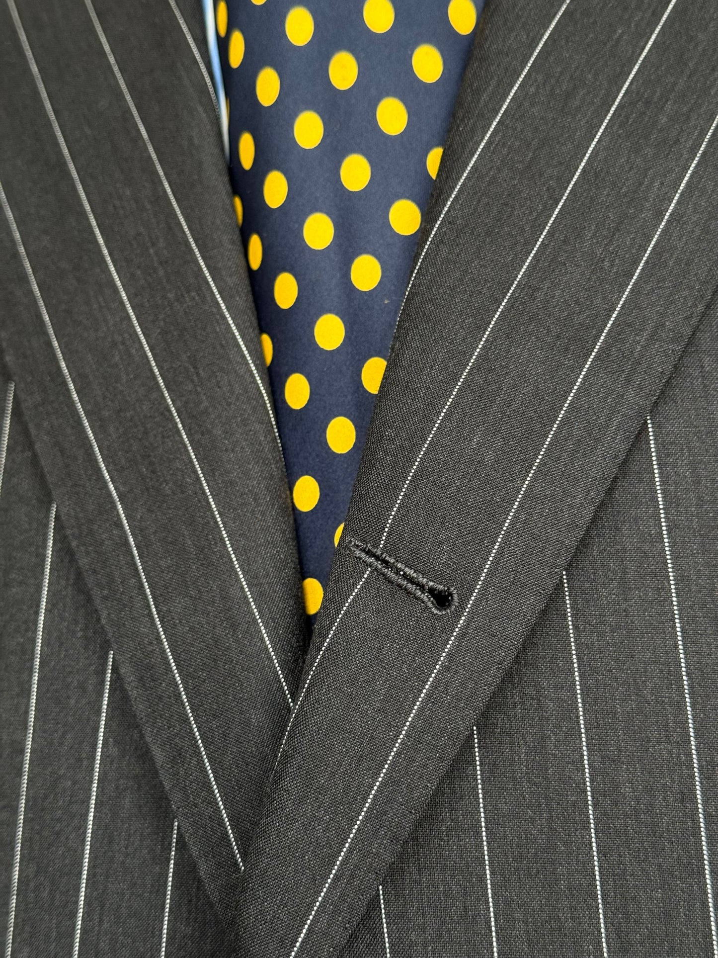 Bespoke John N Kent Grey Pinstripe Blazer 46S Sport Coat Full Canvas Savile Row