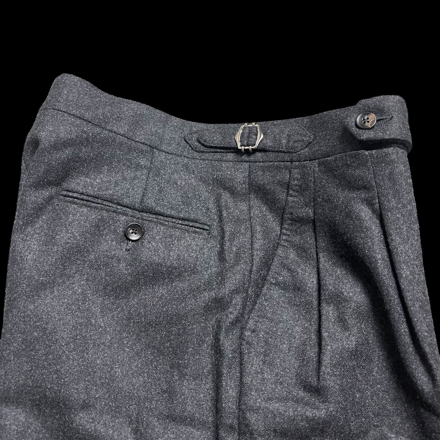 Natalino Grey Dual Pleated Woolen Flannel Trousers IT44 UK28” VBC RRP £180