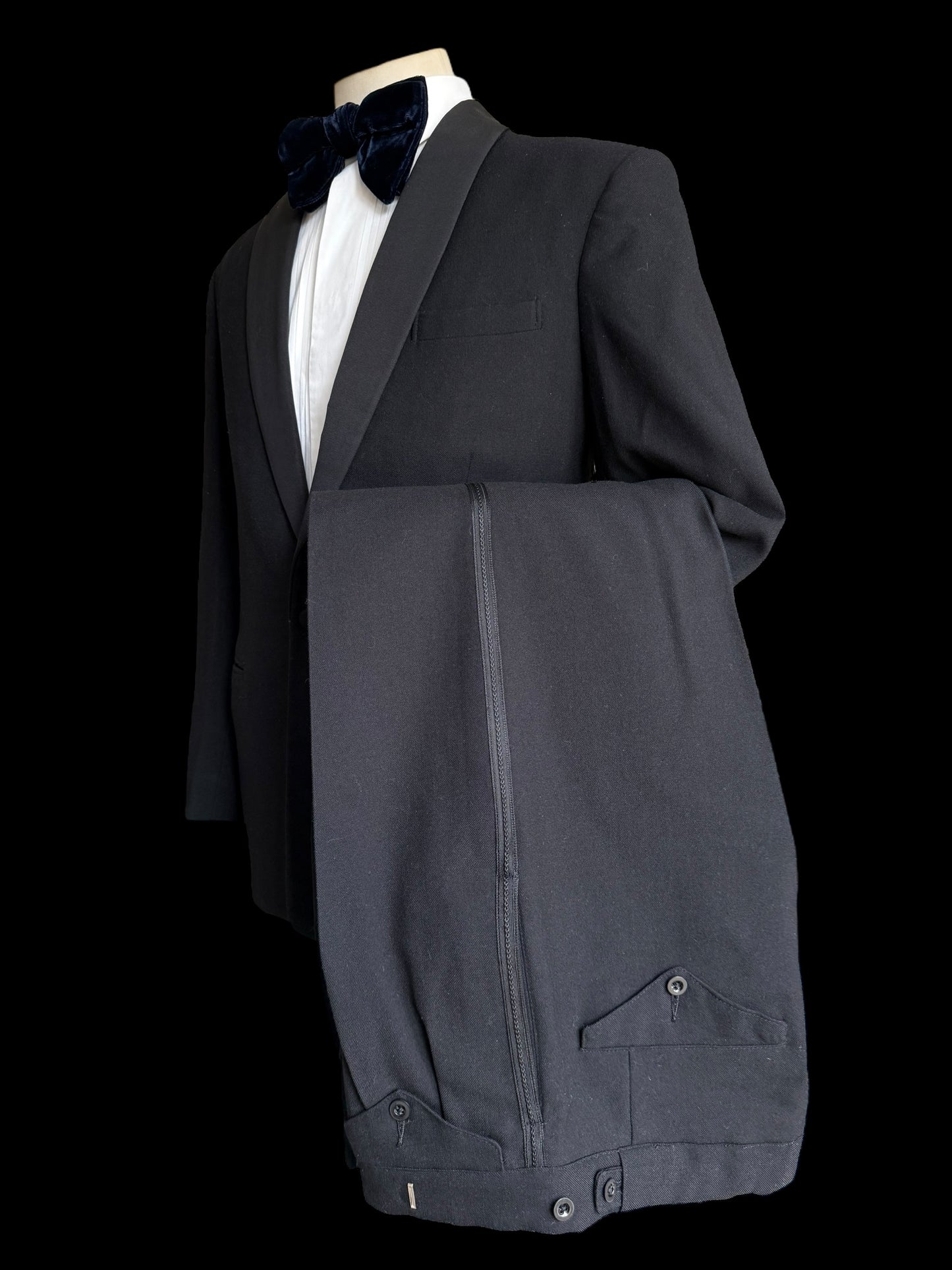 Roberts & Bromley Bespoke Dinner Suit 40S / W32 1930s Shawl High Rise