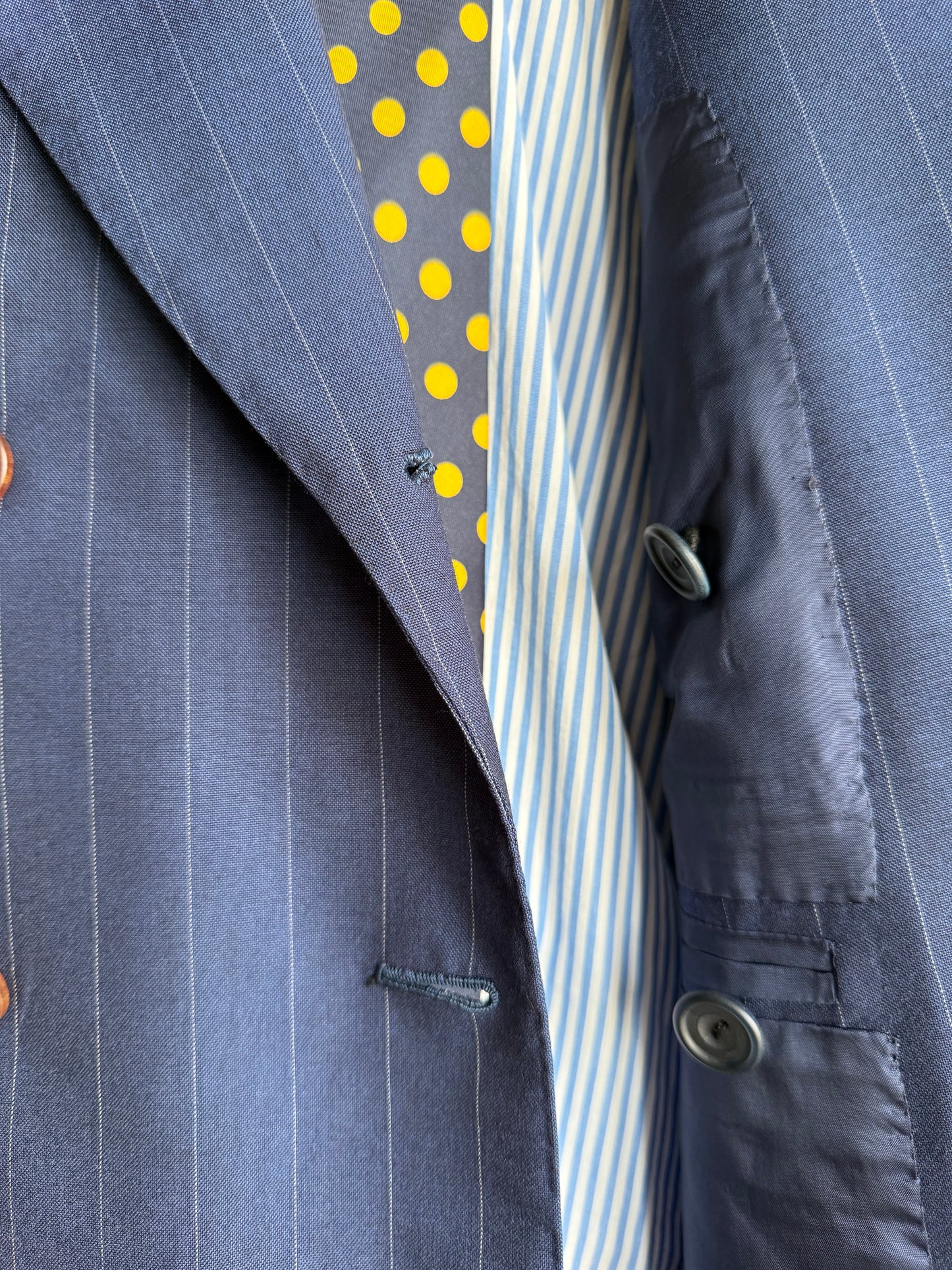 Bespoke Kent & Haste Double Breasted Navy Blazer 40S Pinstripe Savile Row