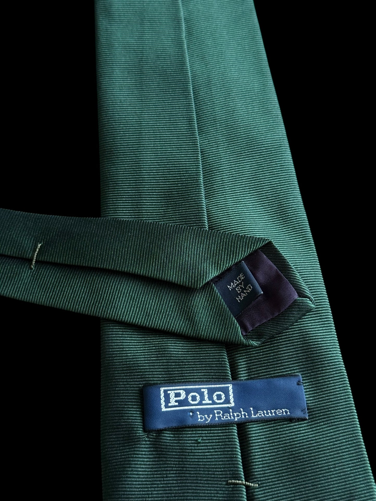 Polo Ralph Lauren Teddy Bear Tie Green Silk Hand Made In USA