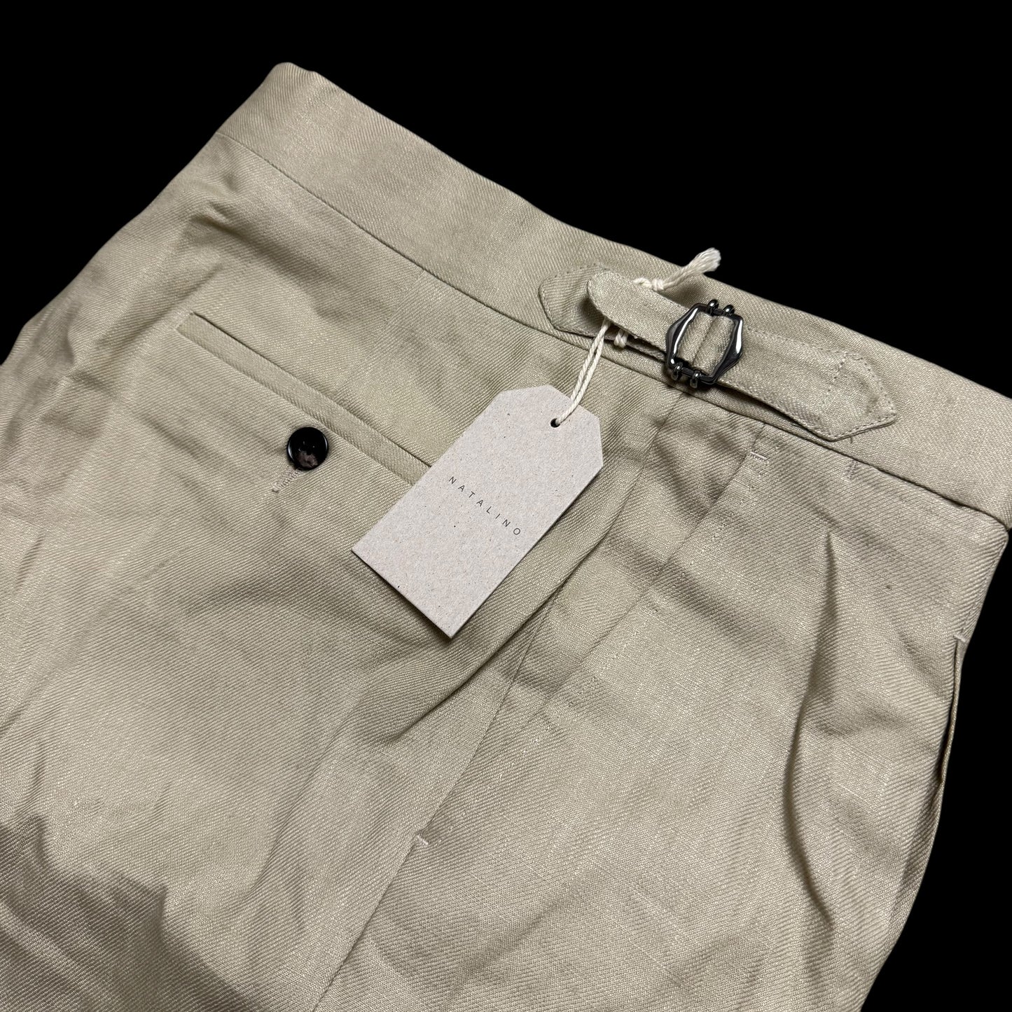 BNWT Natalino Linen Single Pleat Trousers Sz48 W32x32” Taupe RRP £195